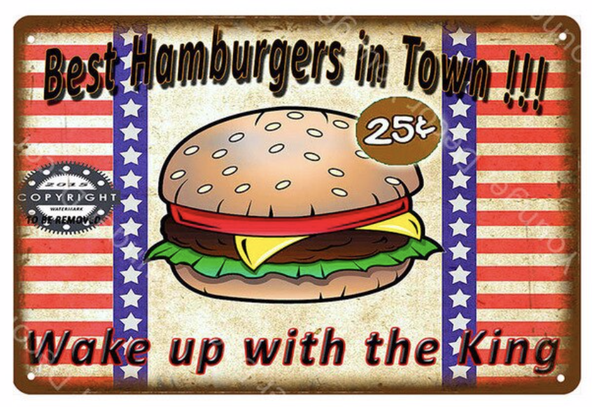 Metal Bar Sign Best Hamburgers