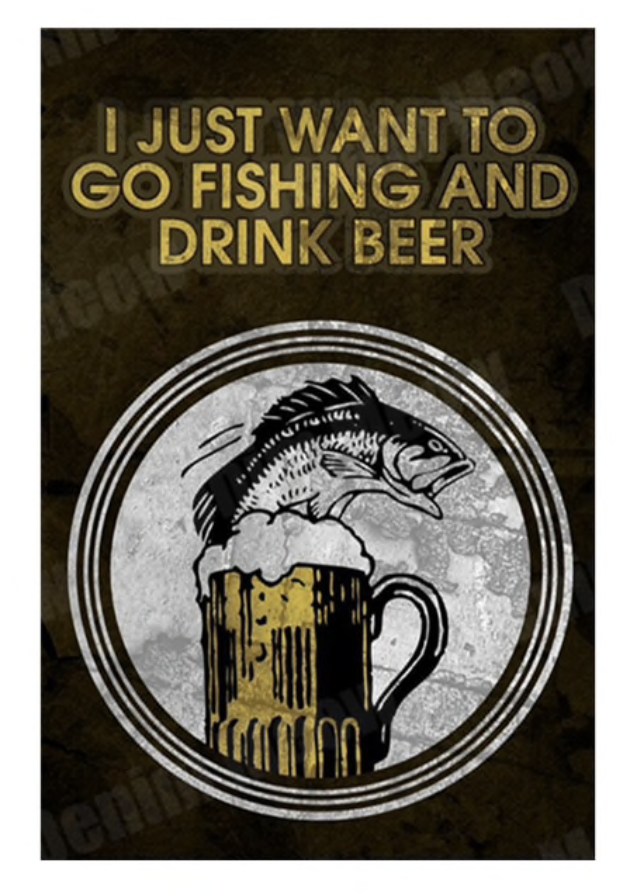 Metal Bar Sign Beer And Fishing