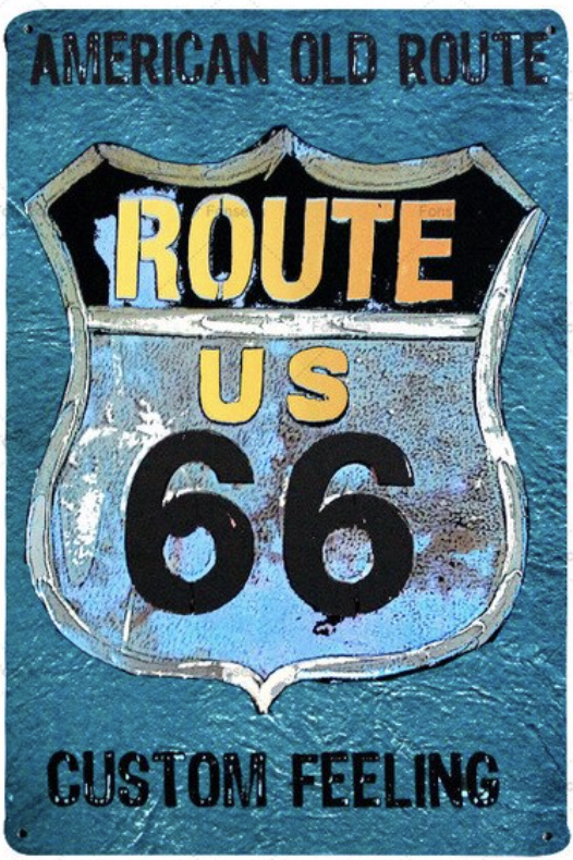 Metal Bar Sign Route 66 American Old Route