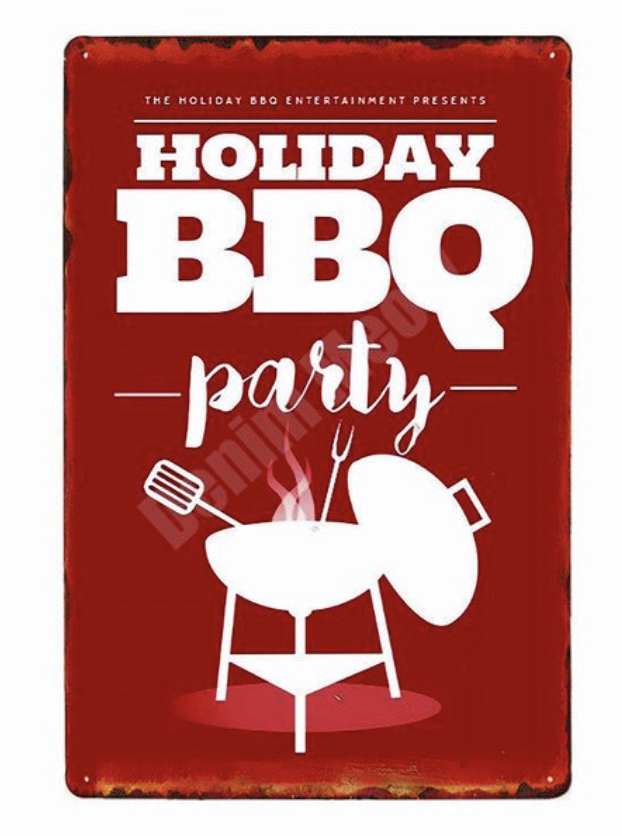 Metal Bar Sign Holiday BBQ Party