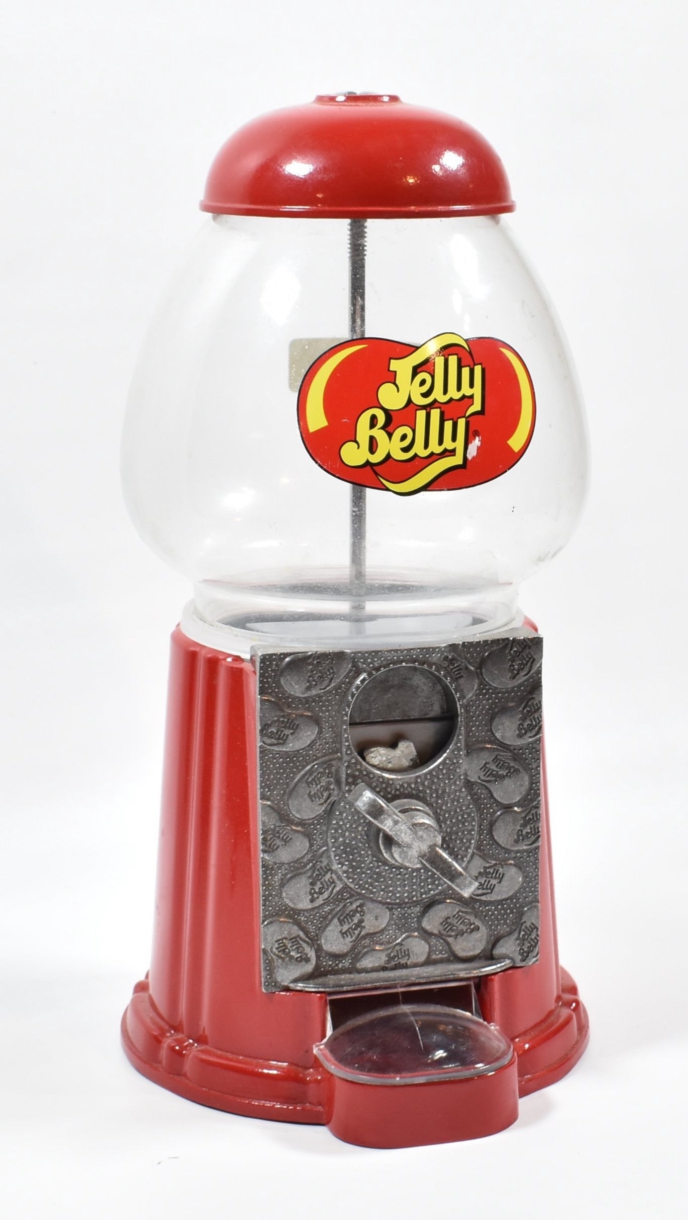 Jelly Belly Gum ball Machine Silver Red used Authentic 9 Inch Tall