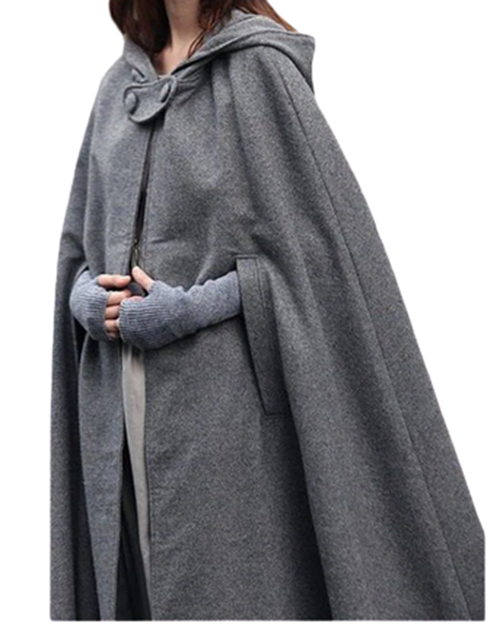 Medieval Renaissance Larping Cosplay Large Hooded Cloak Grey