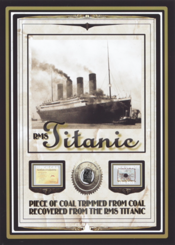 Titanic Artifact Coal Piece 5x10 Photo Framed RMS Titanic Trimmed Coal