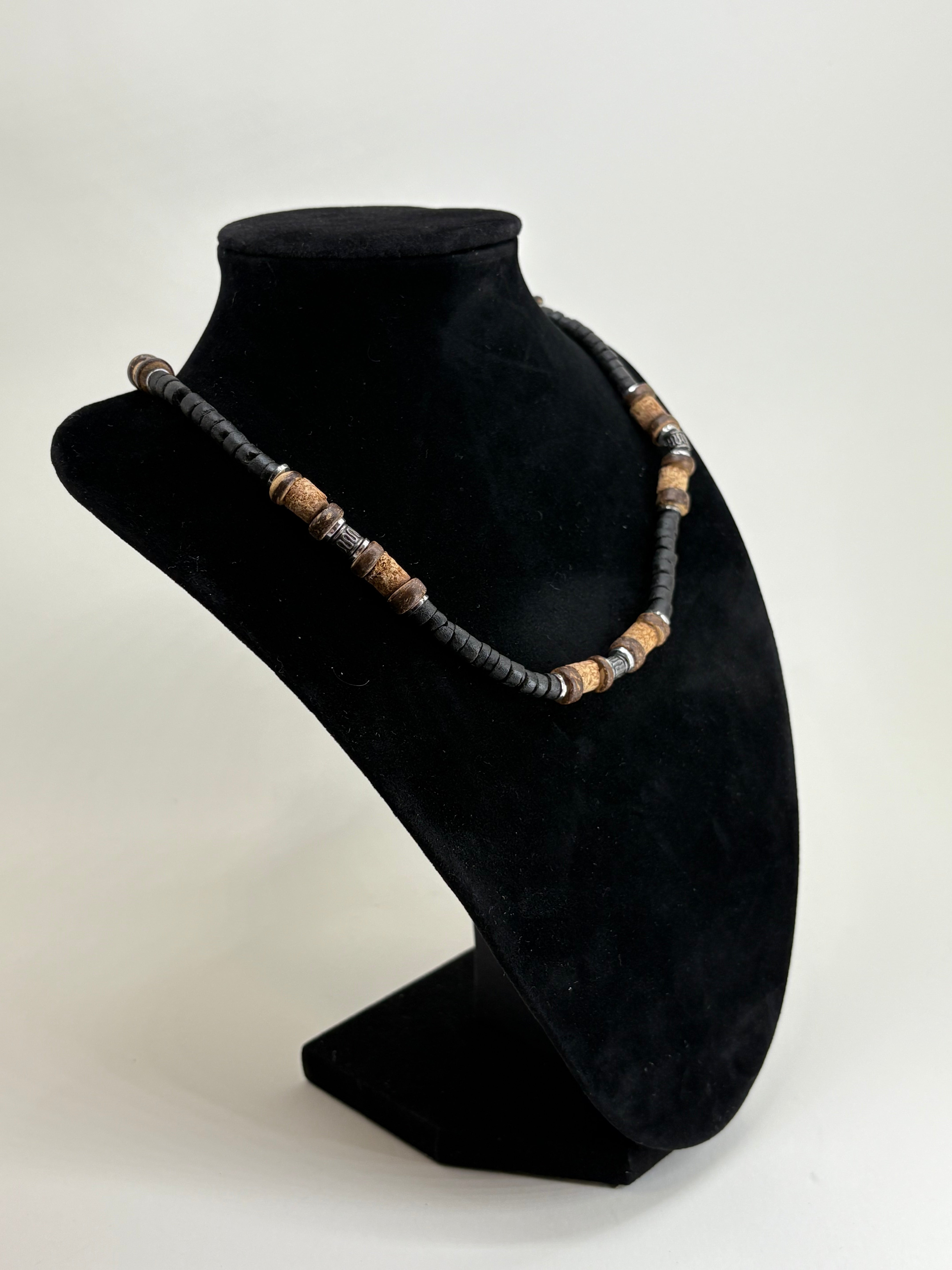 Retro Necklace with Cork and Wooden Beads 8"