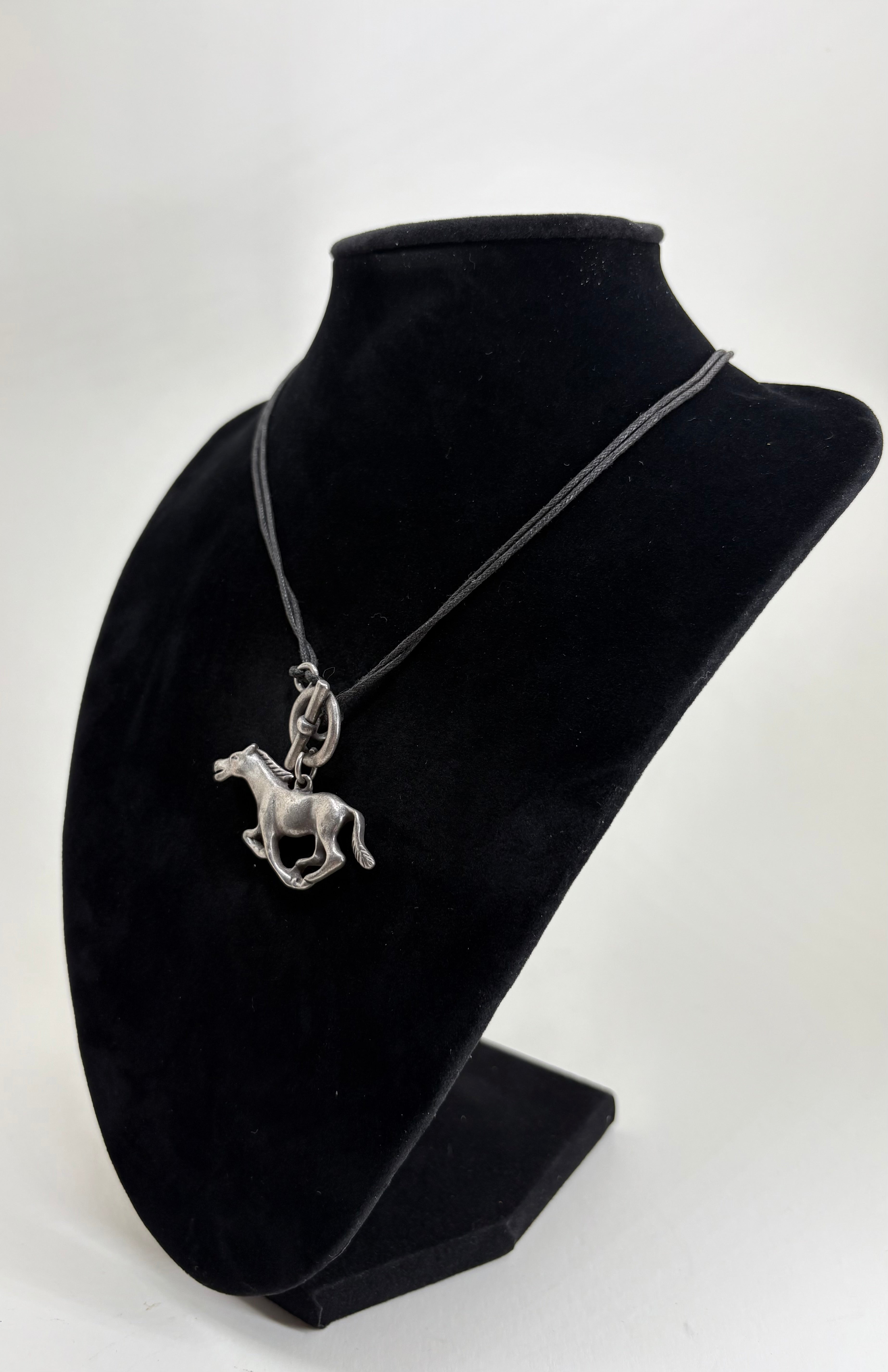 Vintage Necklace with Baltic Style Horse Pendant 8"