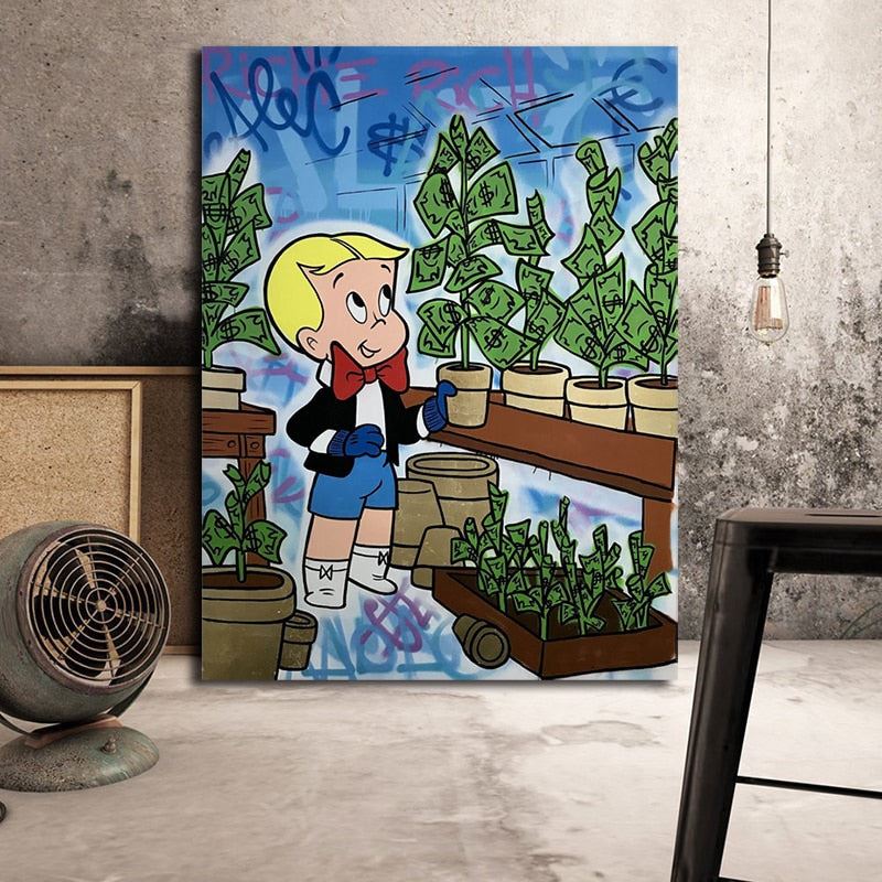 Canvas Poster Graffiti Modern Alec Monopoly Home Decor Print Richie Rich Print 12x16