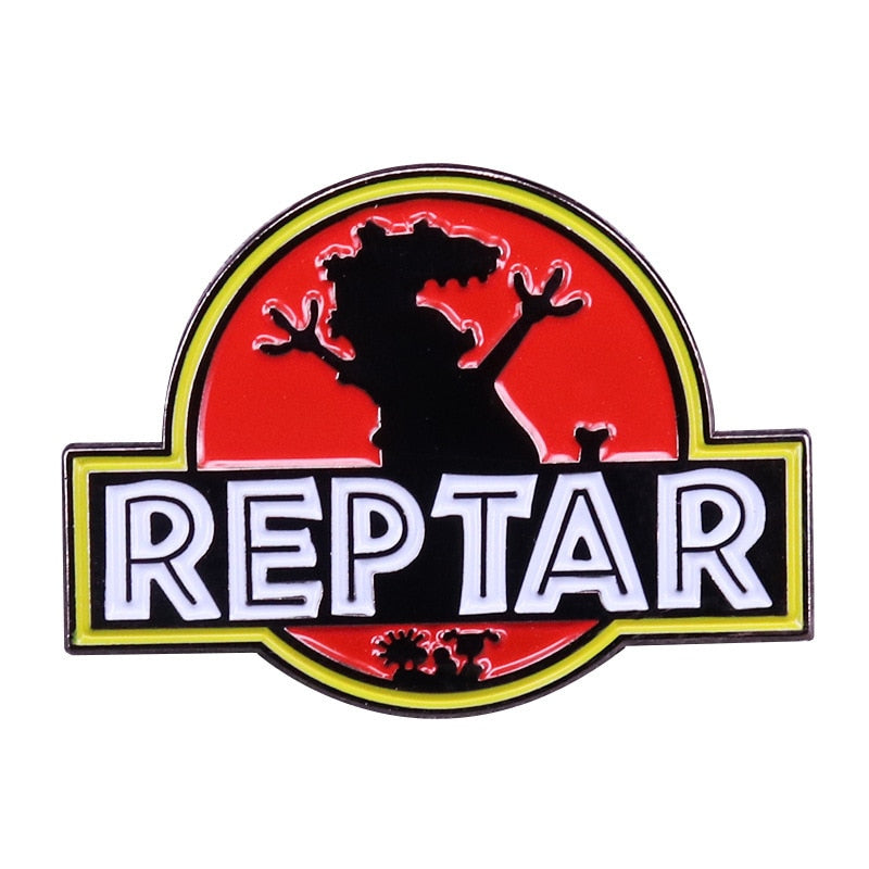 Cartoon Naughty Soldier Reptar Dinosaur Brooch Jurassic Park Inspired Mix and Match Badge