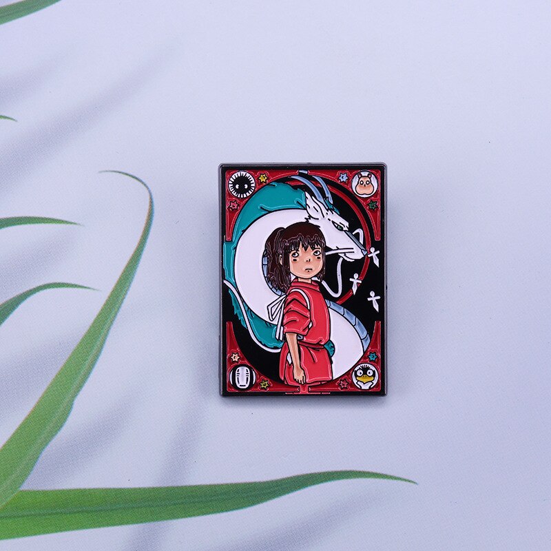Chihiro and White Dragon Tarot Brooch Fantasy Adventure Anime Badge