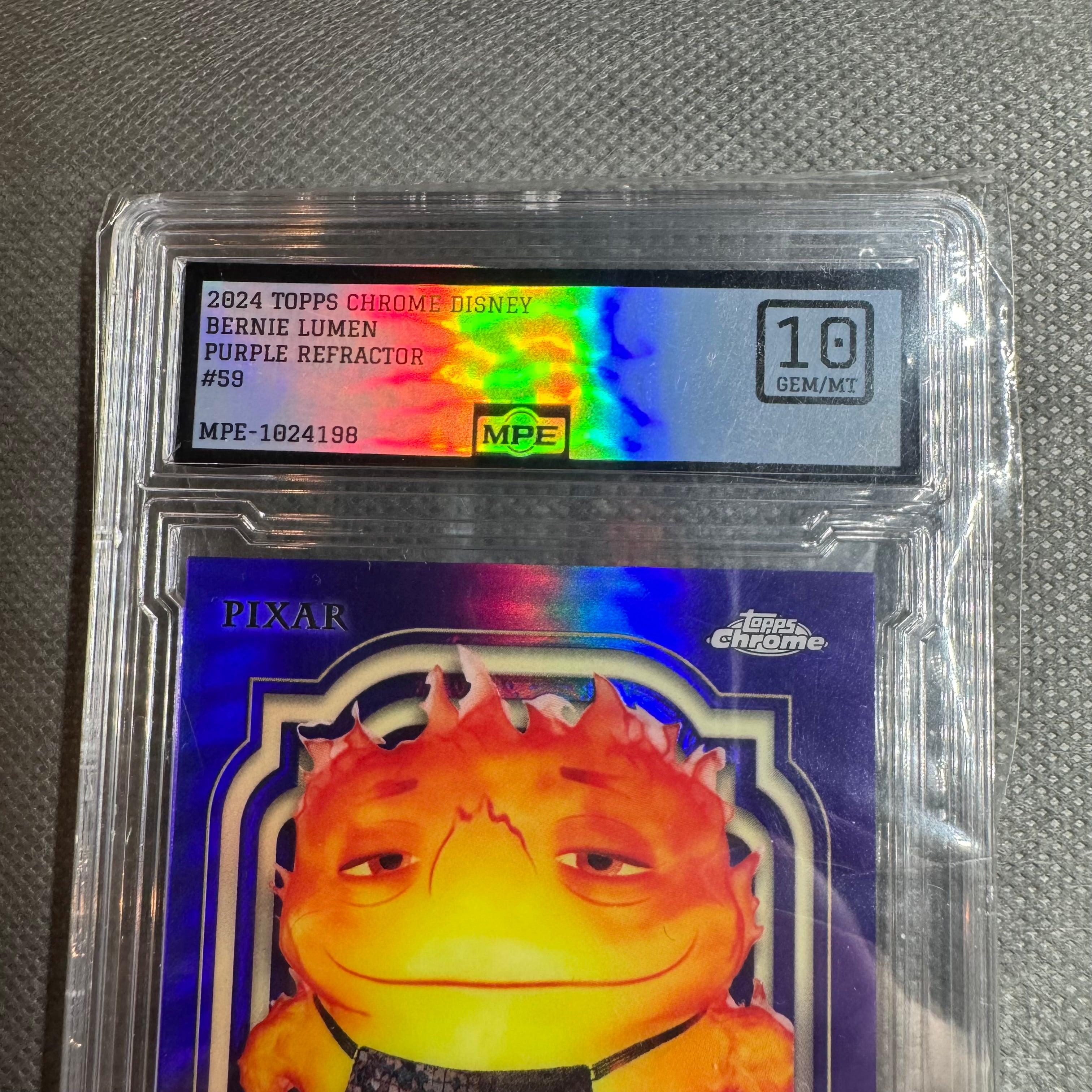 Topps Chrome Disney 2024 bernie lumen purple refractor /199 gem mint 10
