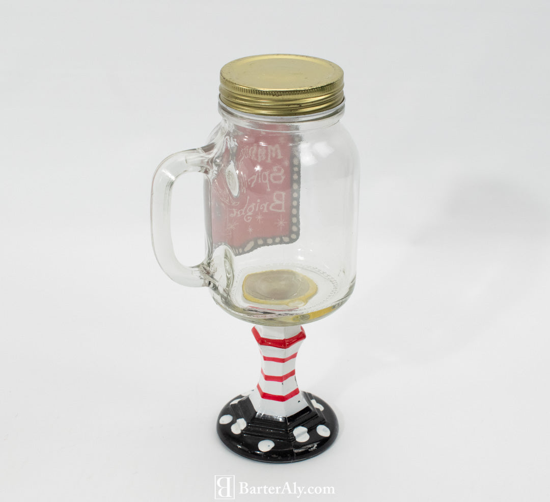 Christmas Jar Stand Making Spirits Bright Used Holiday Decor Jar 9.5