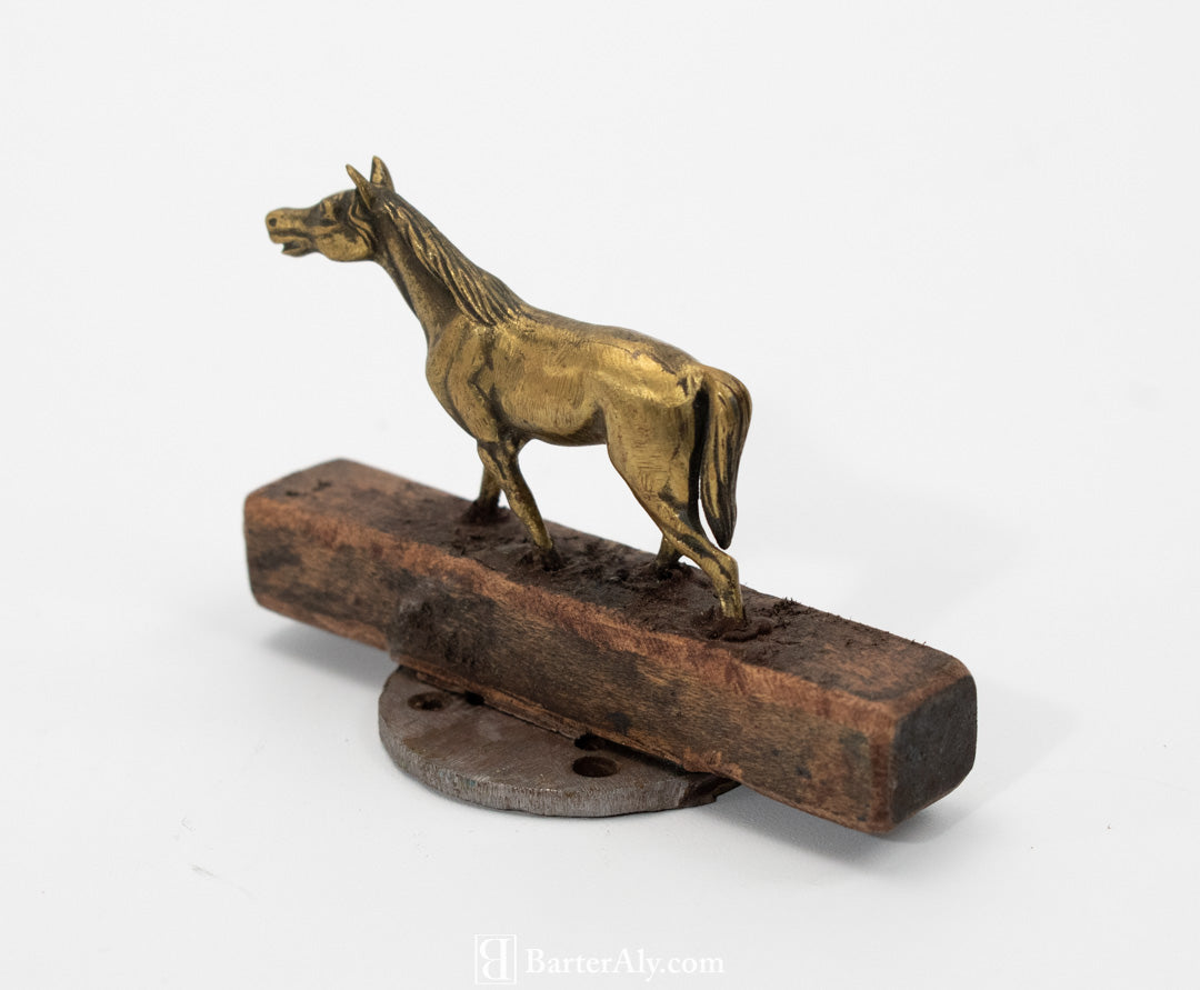 Gold Horse Metal Wood Vintage Desk Display Farm House Statue Mini Custom Make