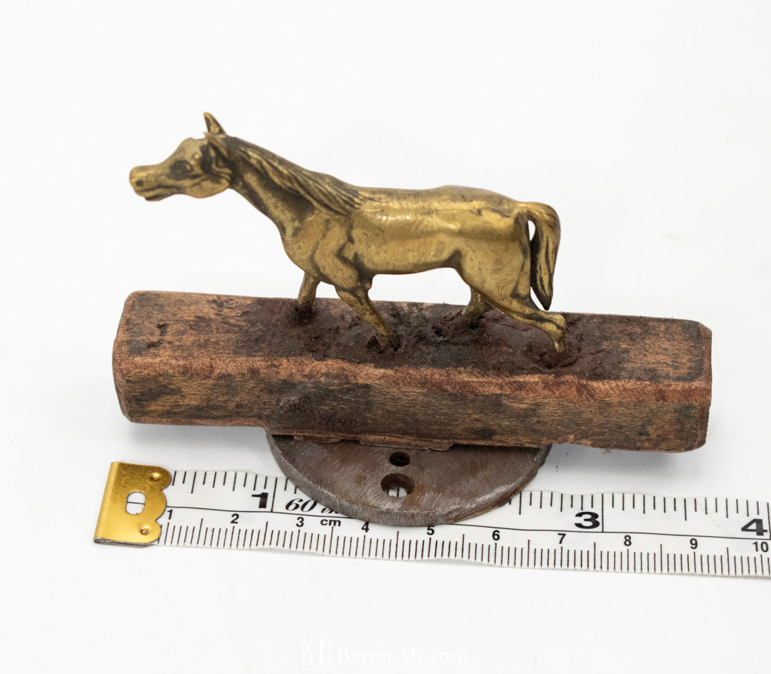 Gold Horse Metal Wood Vintage Desk Display Farm House Statue Mini Custom Make