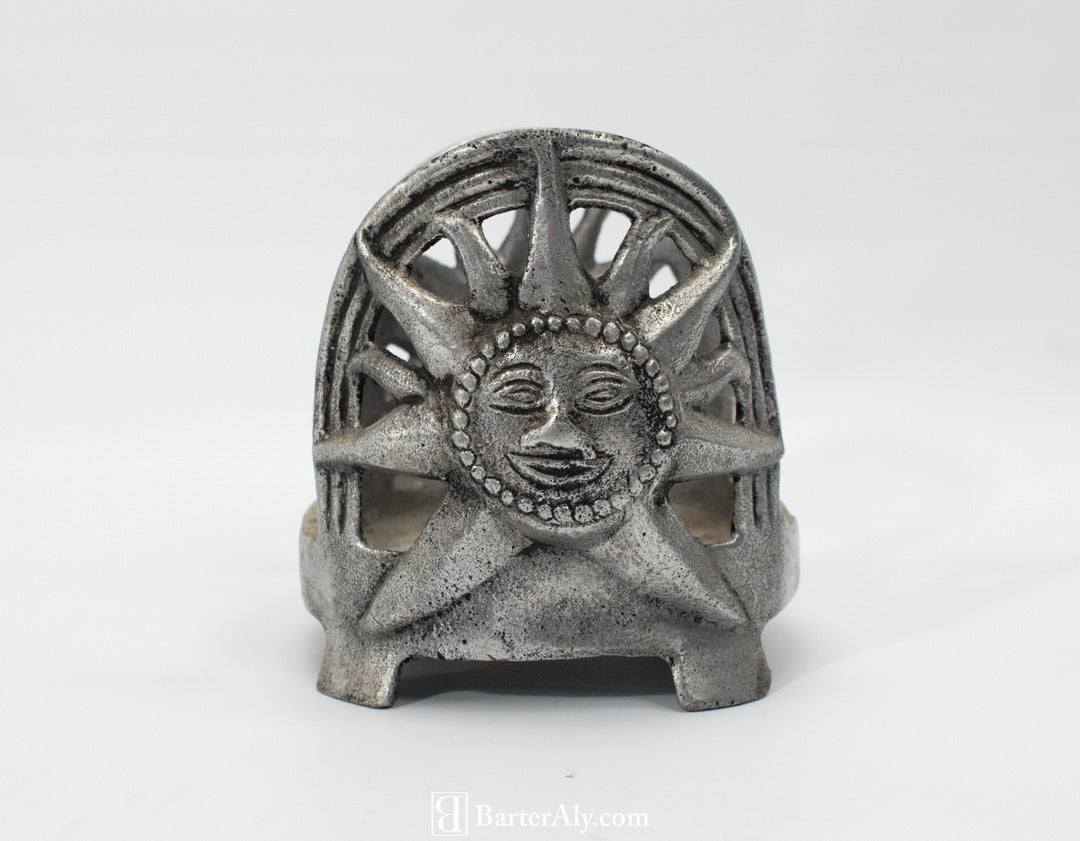 Metal sun candle holder large 4 inch length used