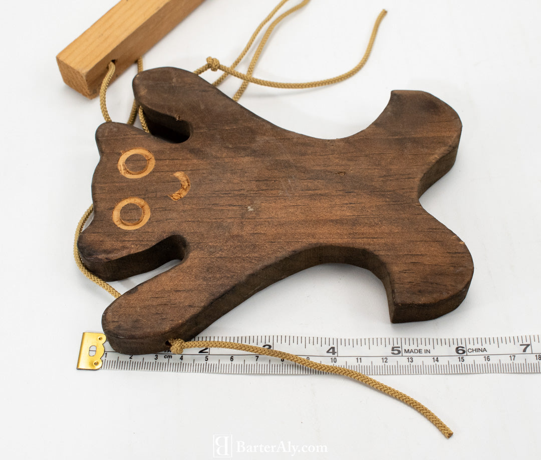 Vintage Brown Wood Bear and String Used