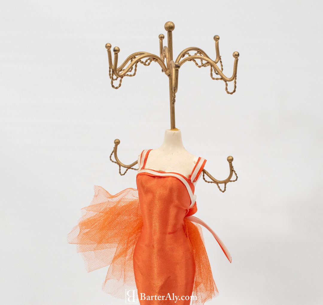 Jewelry Display Stand Orange Dress Neckless Statue Display Used 13 Inch