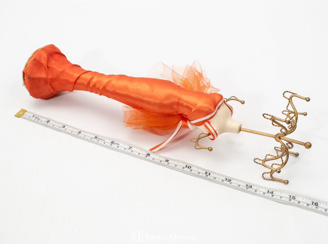 Jewelry Display Stand Orange Dress Neckless Statue Display Used 13 Inch