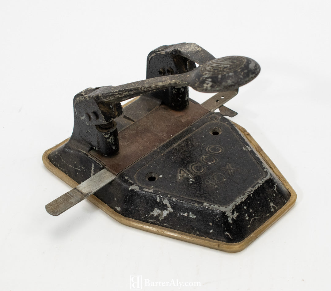 Vintage ACCO Desktop Hole Puncher/Collectible Vintage Office Supplies 2 Hole Black