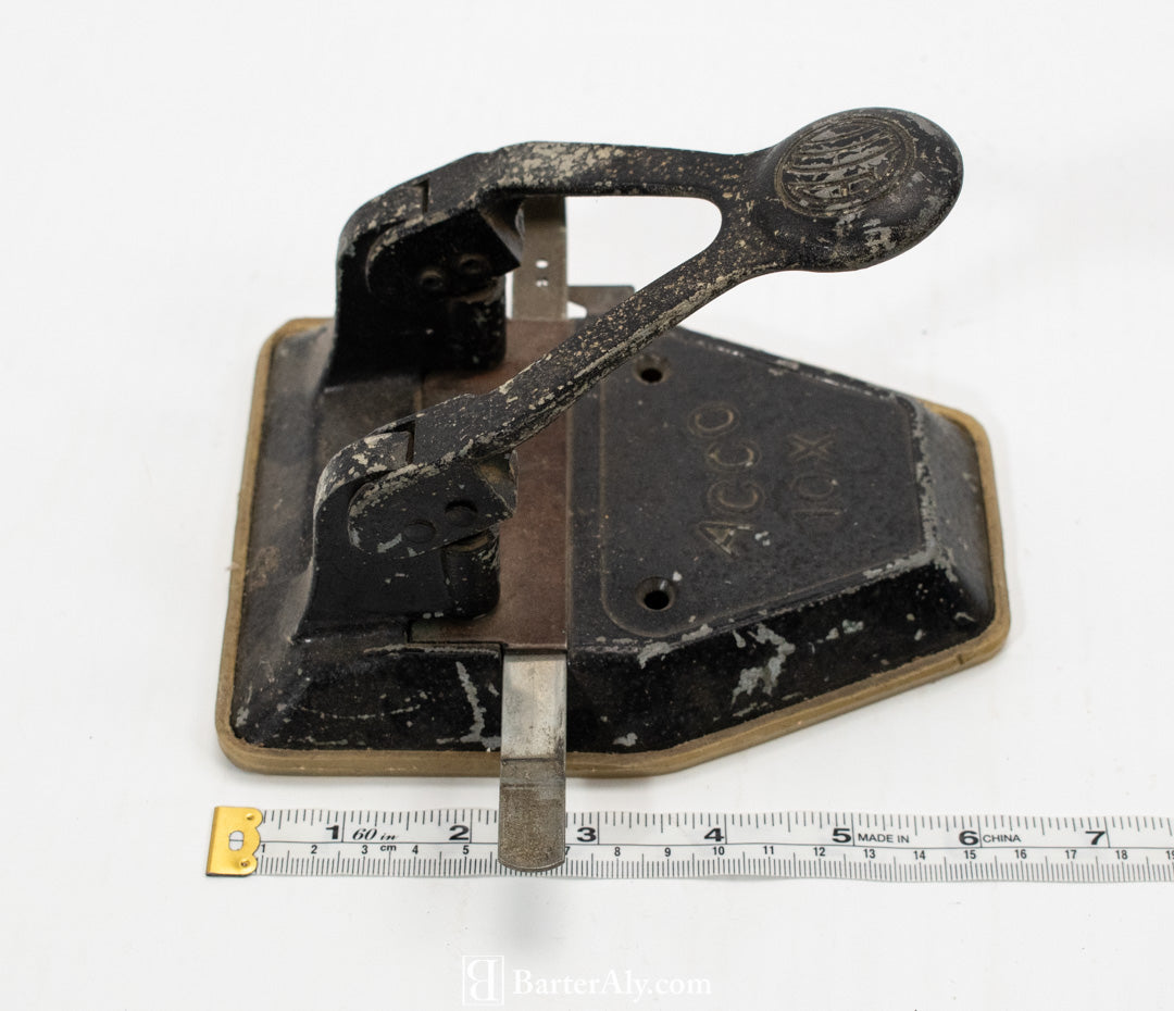 Vintage ACCO Desktop Hole Puncher/Collectible Vintage Office Supplies 2 Hole Black