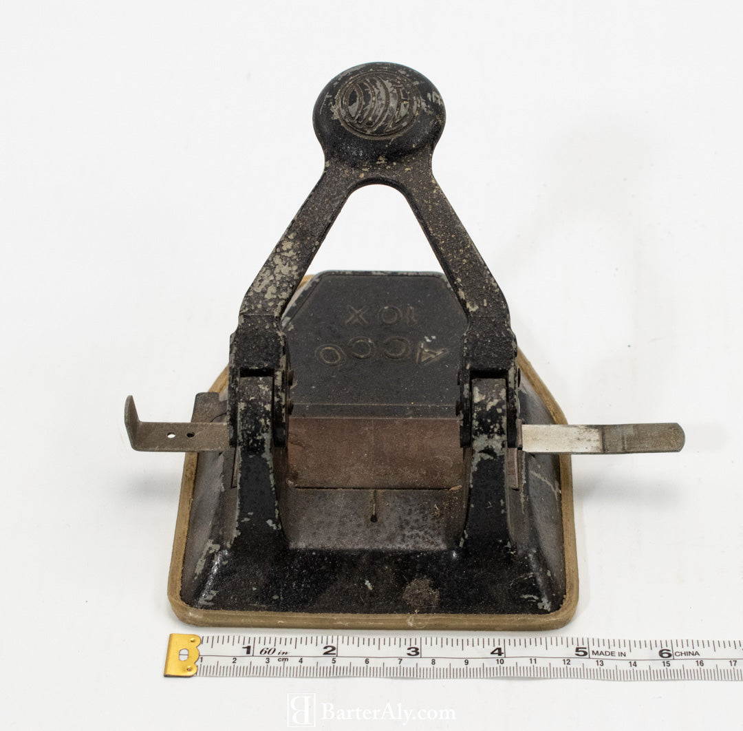 Vintage ACCO Desktop Hole Puncher/Collectible Vintage Office Supplies 2 Hole Black