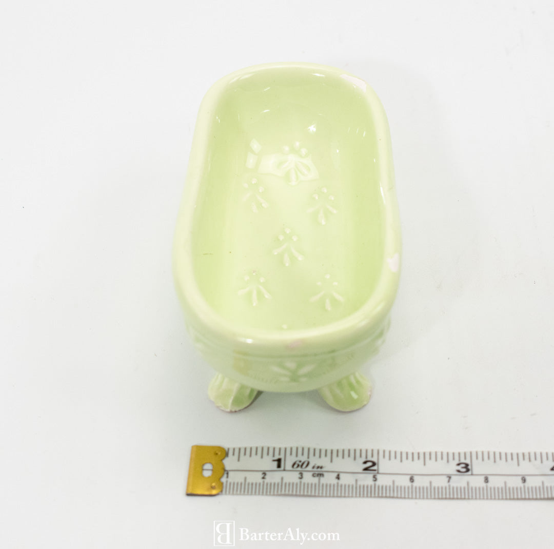 Green Ceramic Tub Ring Holder Bath Decor Used Chipped Edge