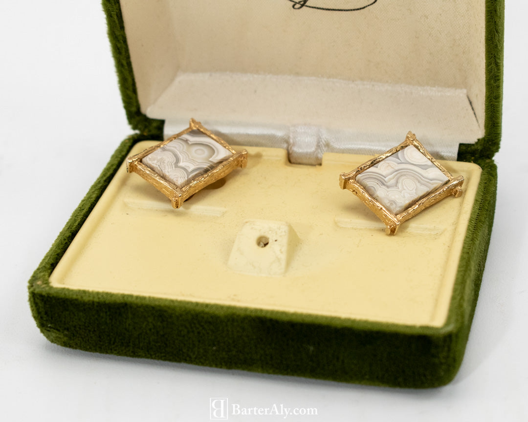 Royale Mens Vintage Cufflinks and Tuxedo Studs Used Green Box