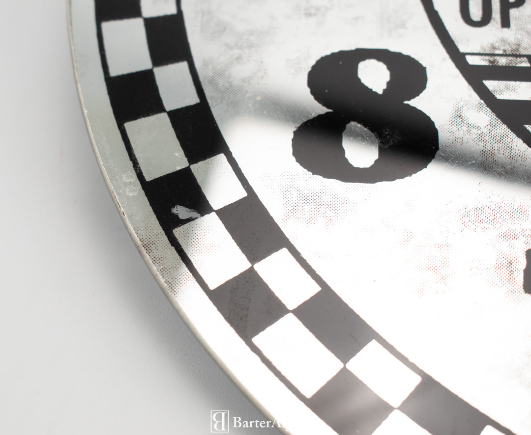 Coffee Clock Silver Black 5 cents Open 24 Hr Wall Clock Used