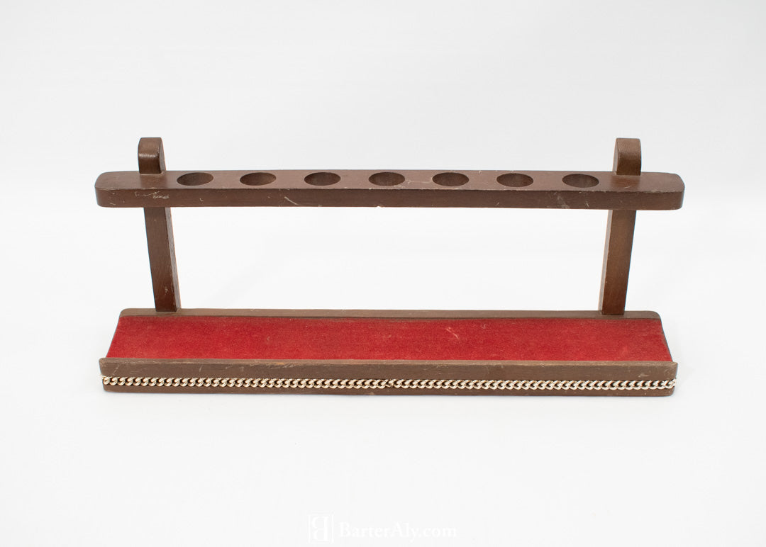 Swank Pipe Wrack Vintage Pipe Holder Red Brown Wood