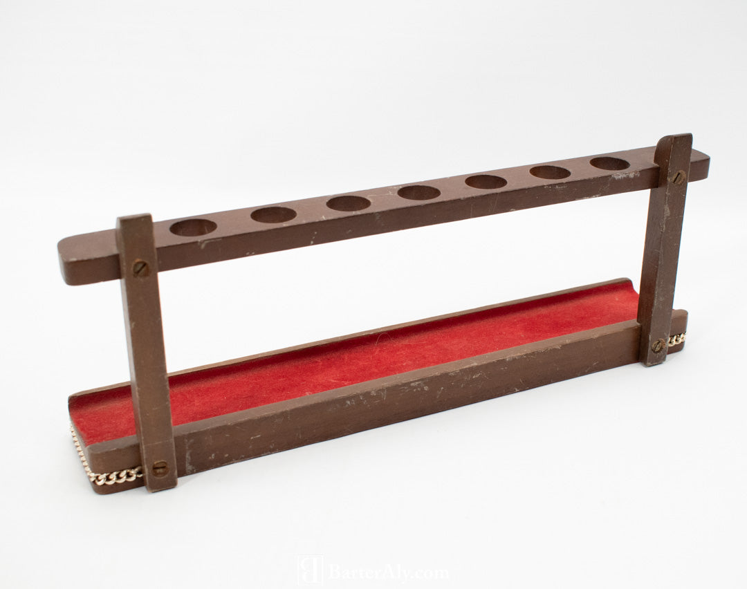 Swank Pipe Wrack Vintage Pipe Holder Red Brown Wood