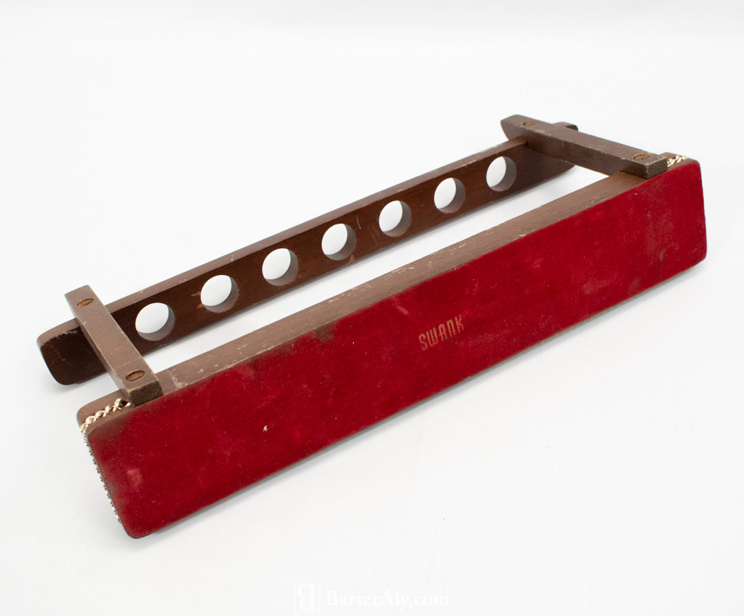 Swank Pipe Wrack Vintage Pipe Holder Red Brown Wood