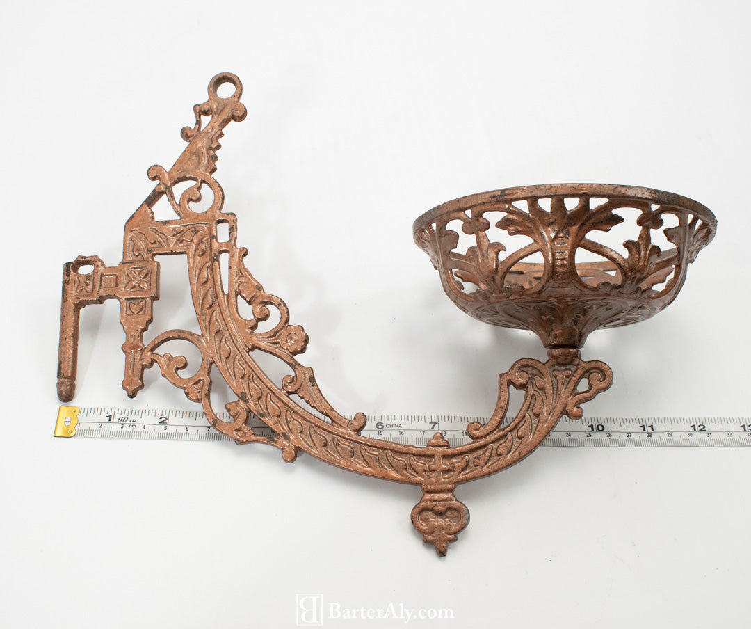 Vintage Oil Lamp Holder Swing Wall Mount Victorian Cast Iron Stover MFG Co