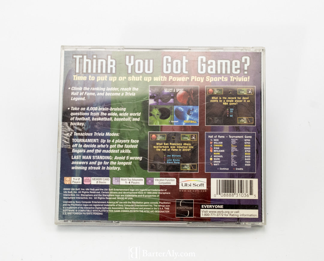 Power Play: Sports Trivia (Sony PlayStation 1) - PS1 - Black Label - Complete