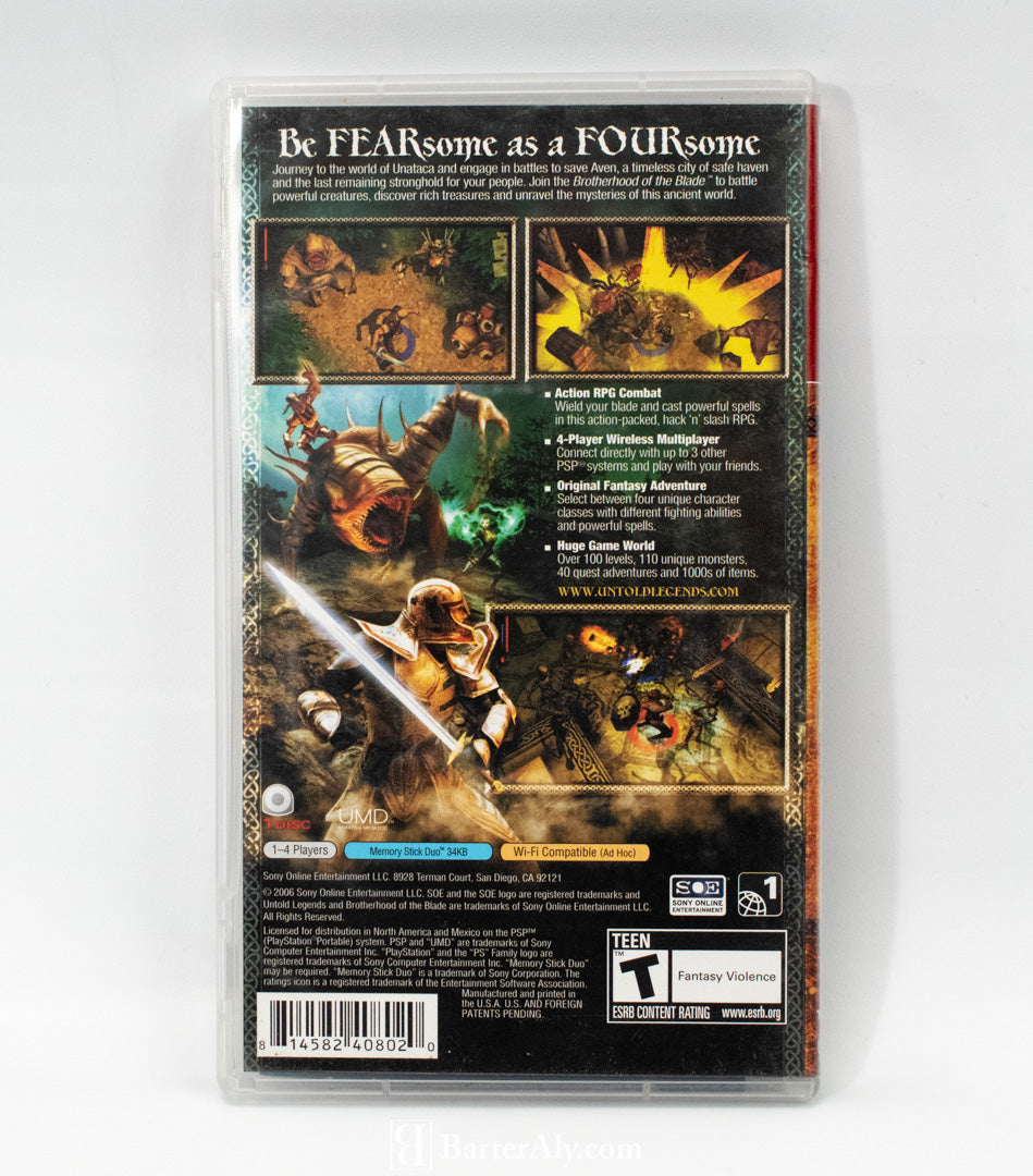 Untold Legends Brotherhood Game PSP Game Used