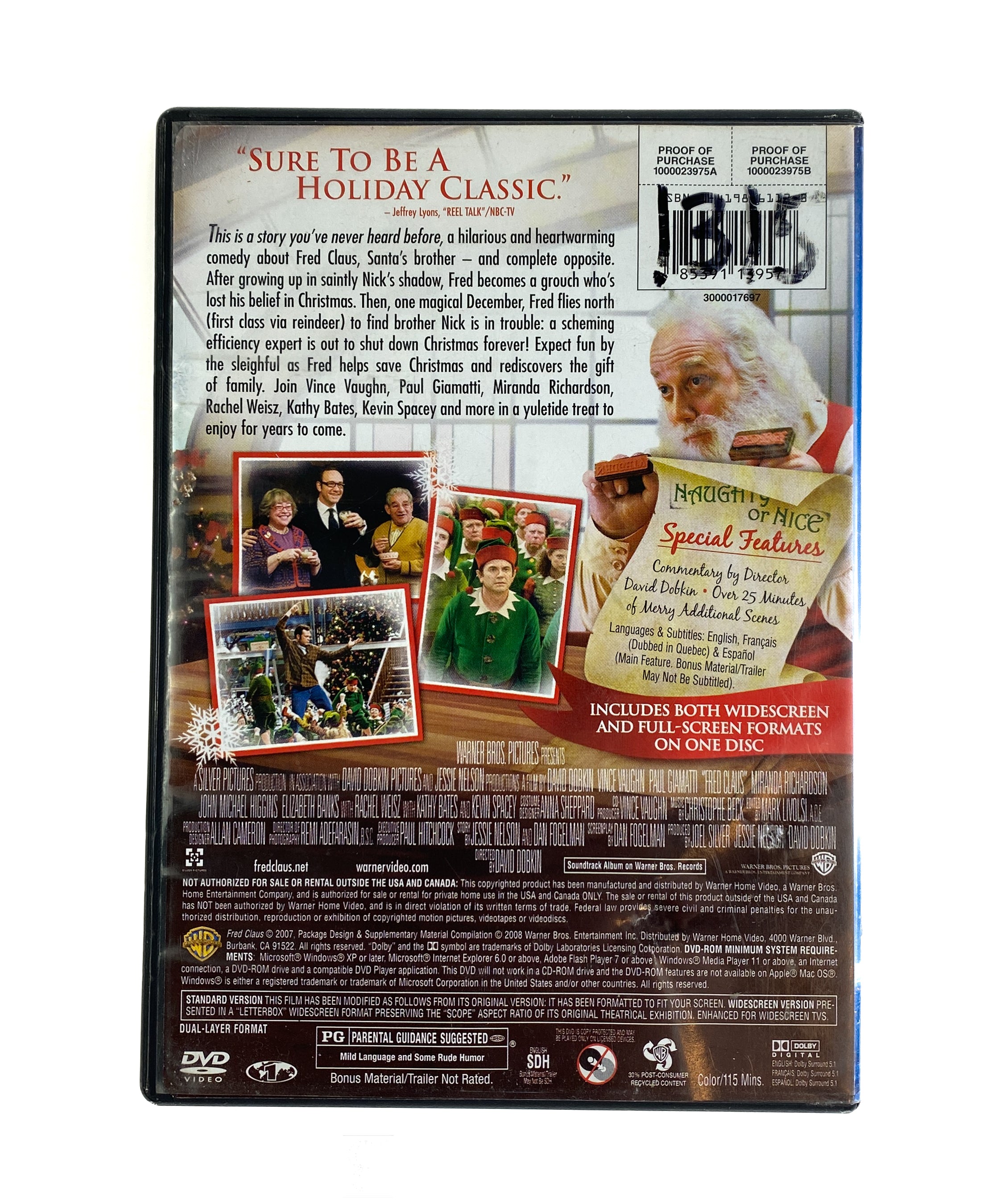 Fred Claus Vince Vaughn Dvd Movie Used
