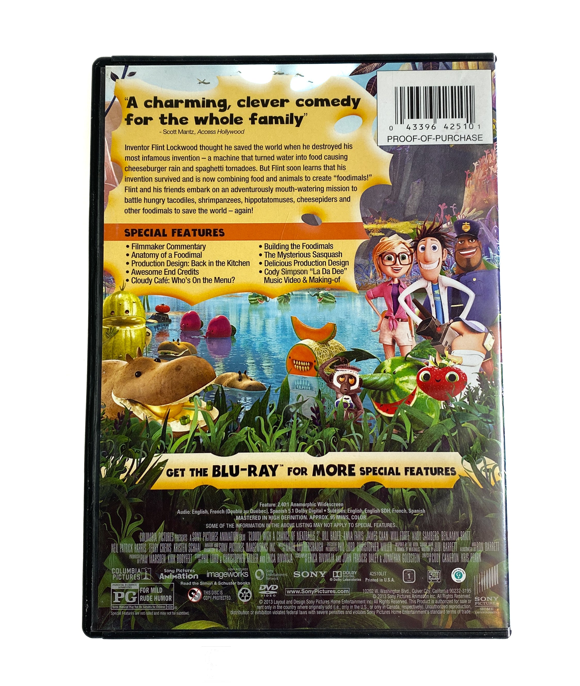 Cloudy with a Chance of Meatballs 2 DVD Movie Used DVD
