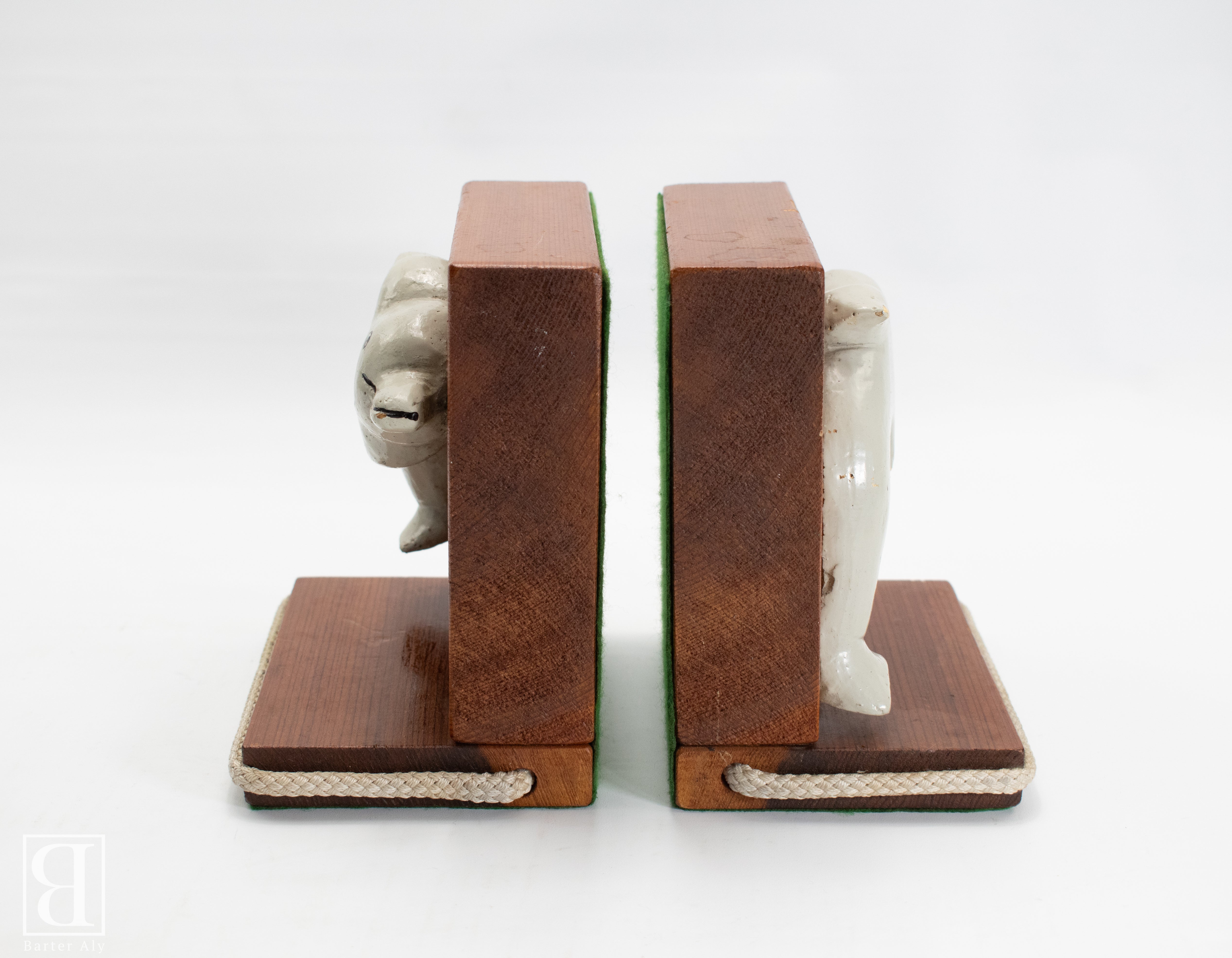 Vintage Bookend Book Holders Dolphins Wood Unique Made Collectible Set used Book Ends