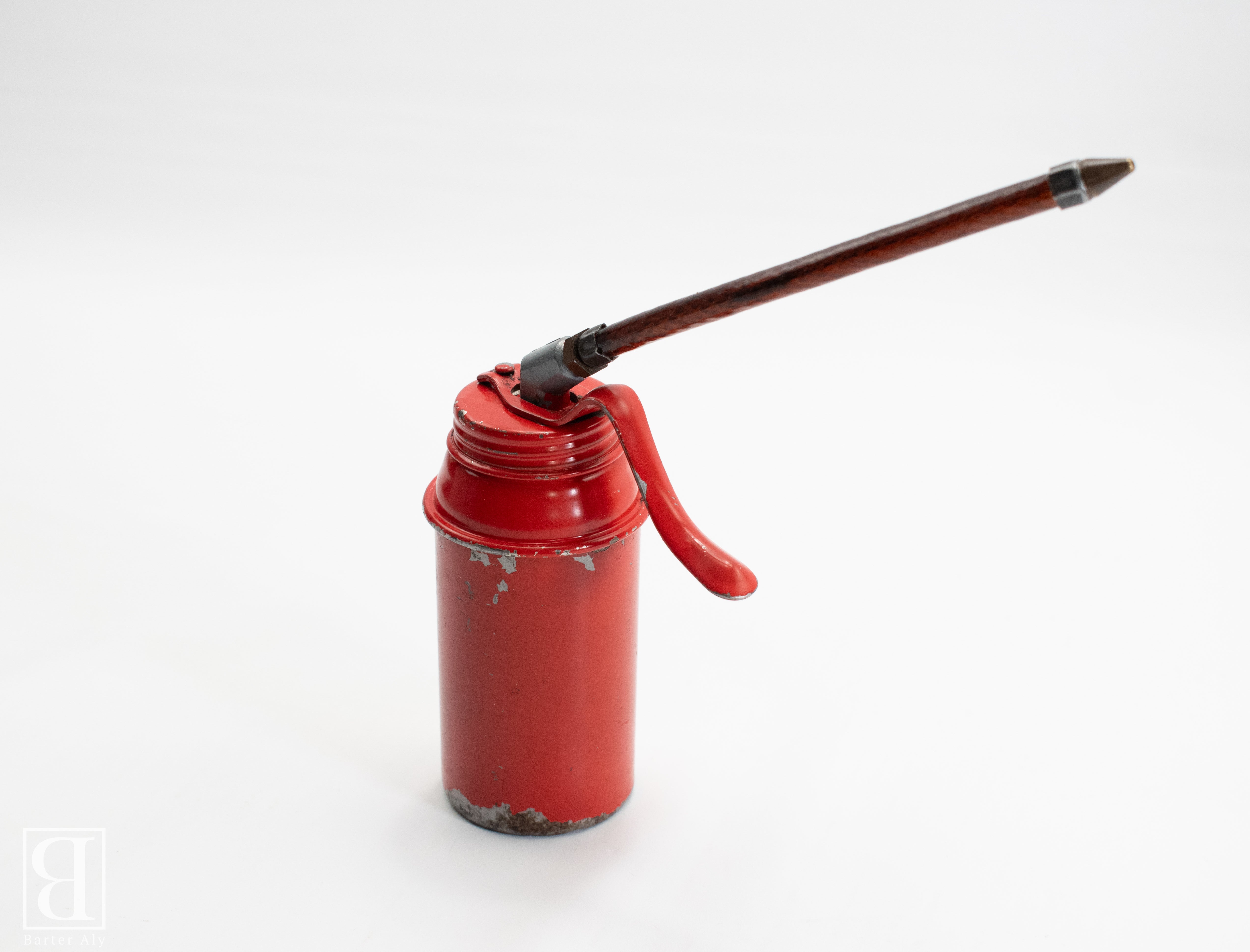 Vintage Eagle Steel Safety Gas Can 1/4 US Gallon & Mini Oil Pump Can Red