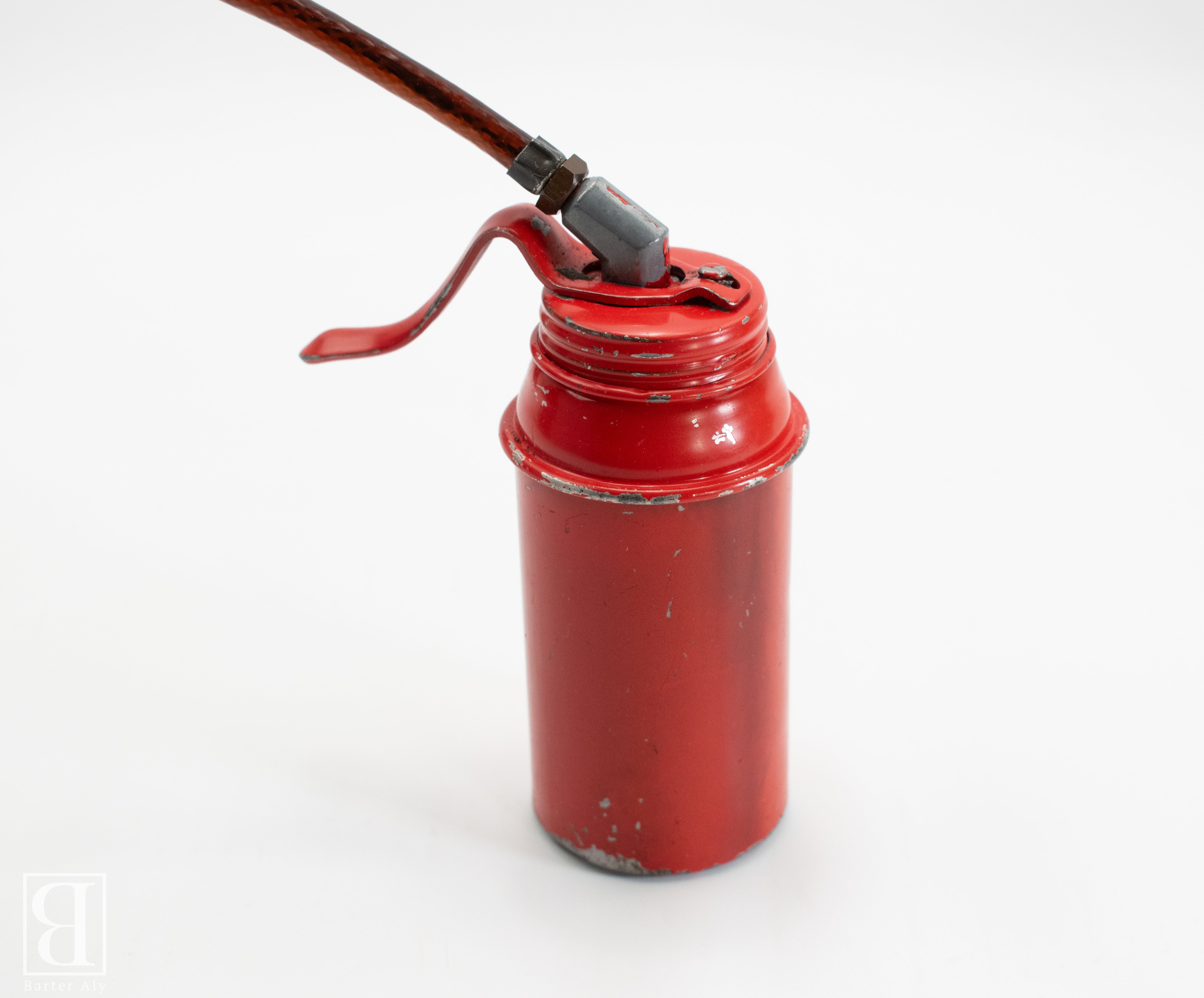 Vintage Eagle Steel Safety Gas Can 1/4 US Gallon & Mini Oil Pump Can Red