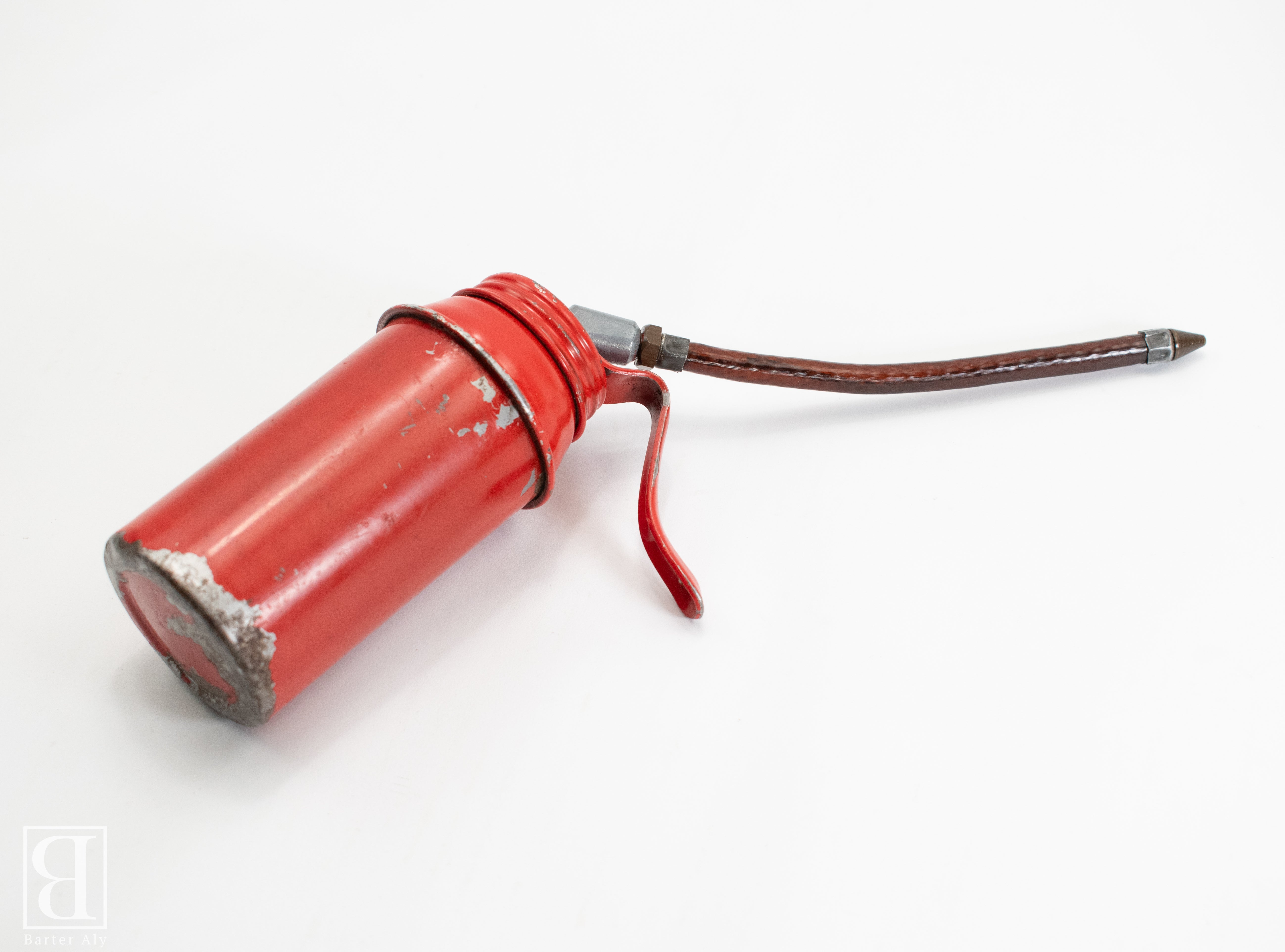 Vintage Eagle Steel Safety Gas Can 1/4 US Gallon & Mini Oil Pump Can Red