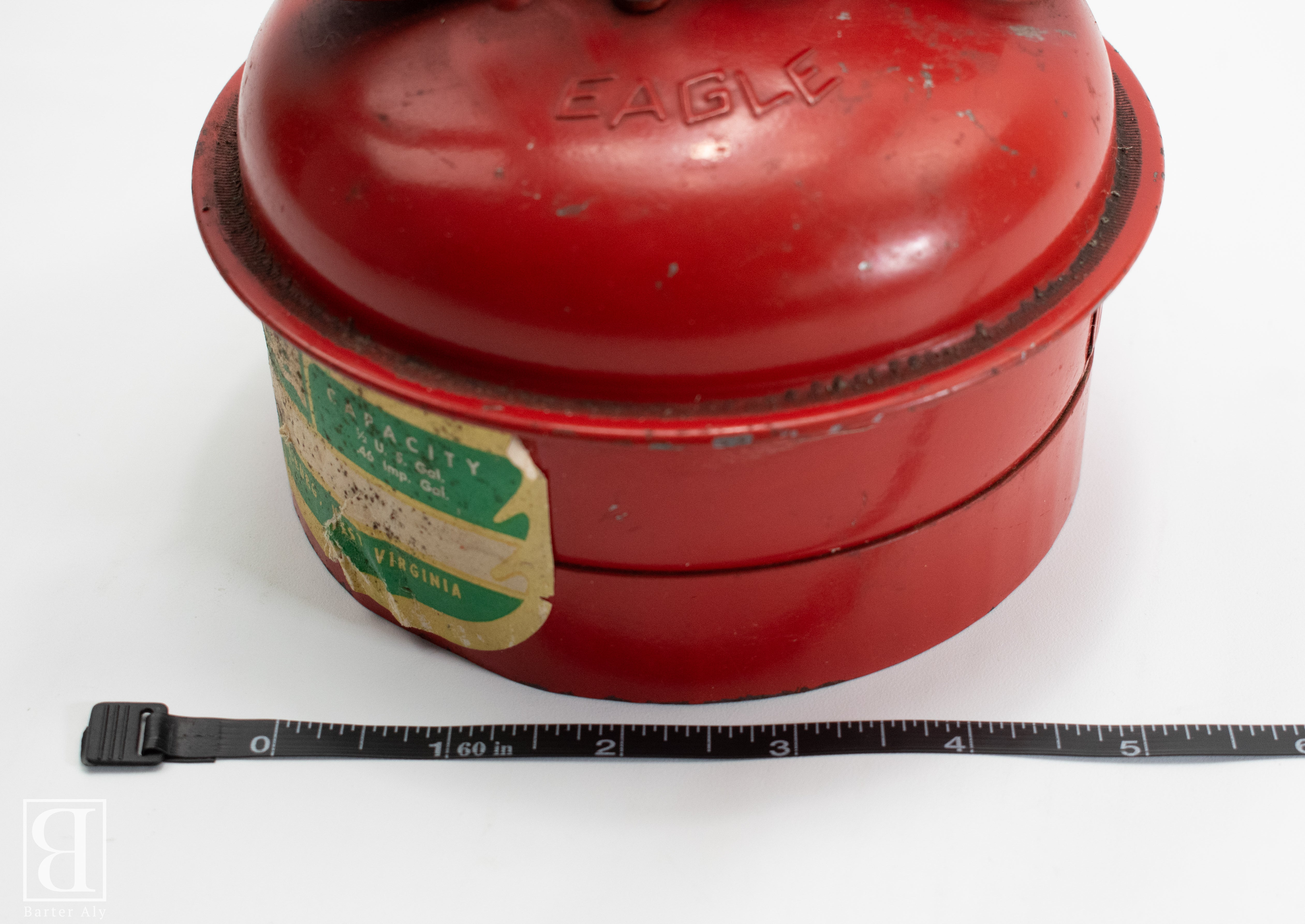 Vintage Eagle Steel Safety Gas Can 1/4 US Gallon & Mini Oil Pump Can Red