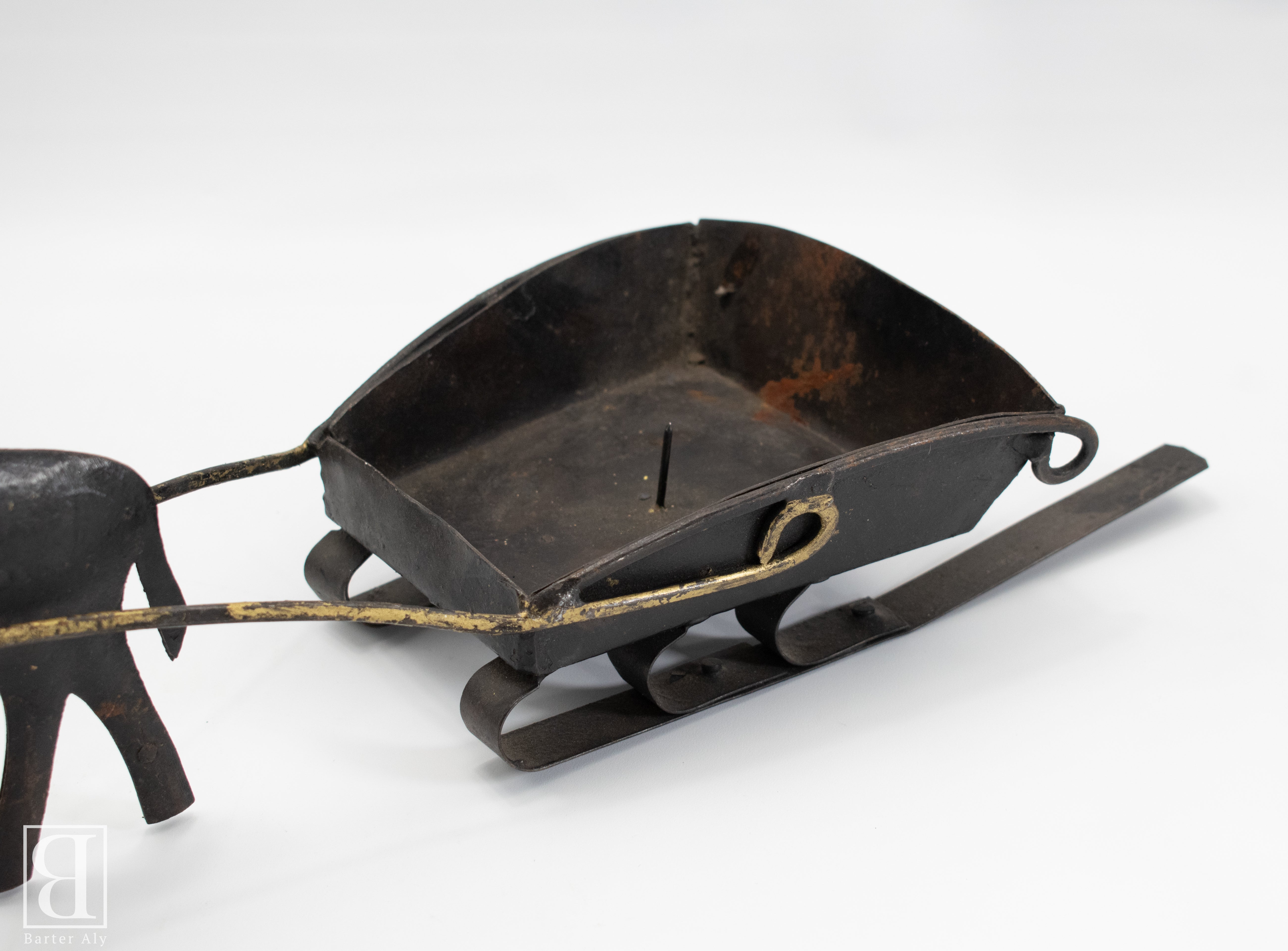 Reindeer Sleigh Candle Holder Large Metal 19 inch length used