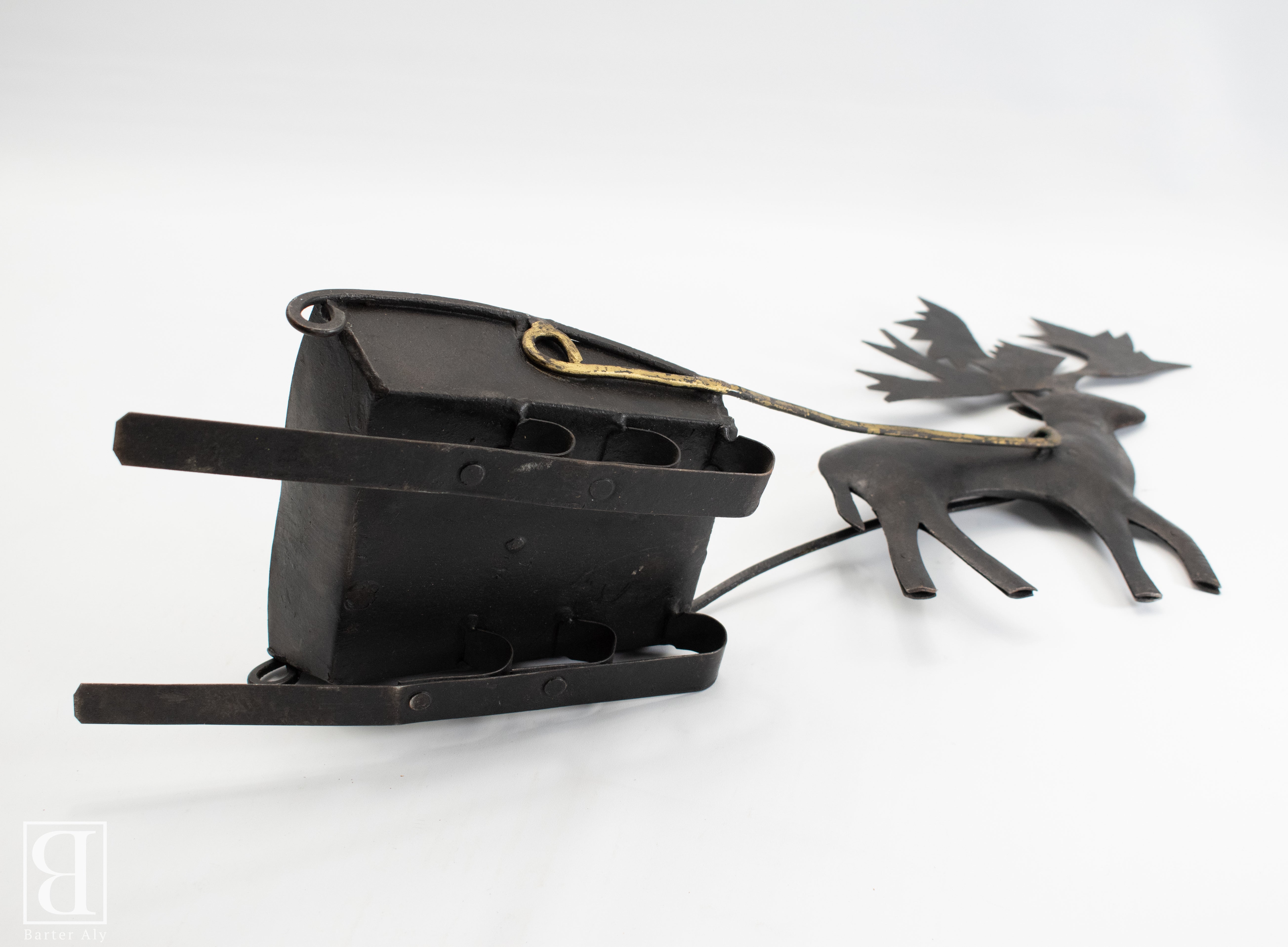 Reindeer Sleigh Candle Holder Large Metal 19 inch length used