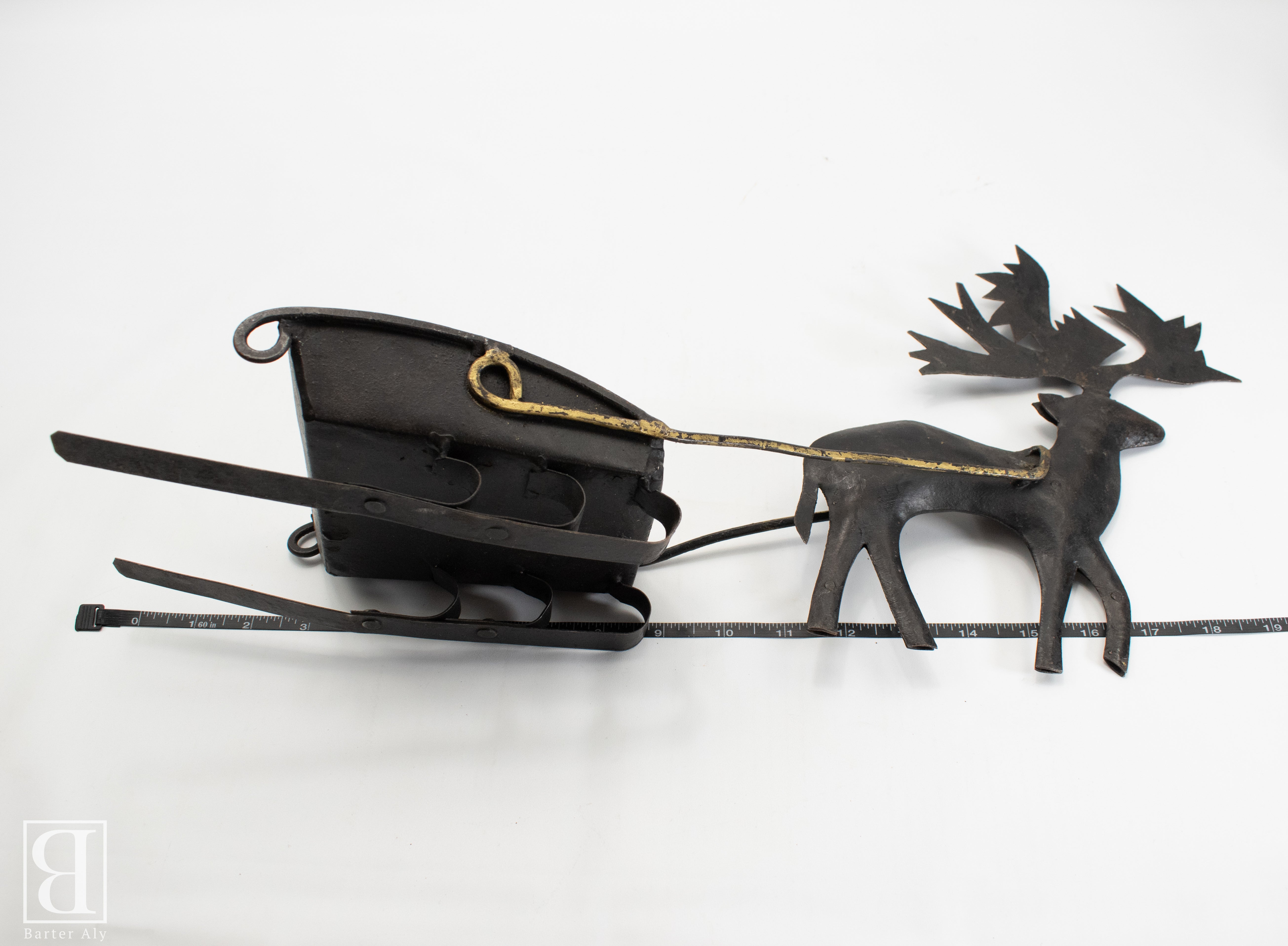 Reindeer Sleigh Candle Holder Large Metal 19 inch length used