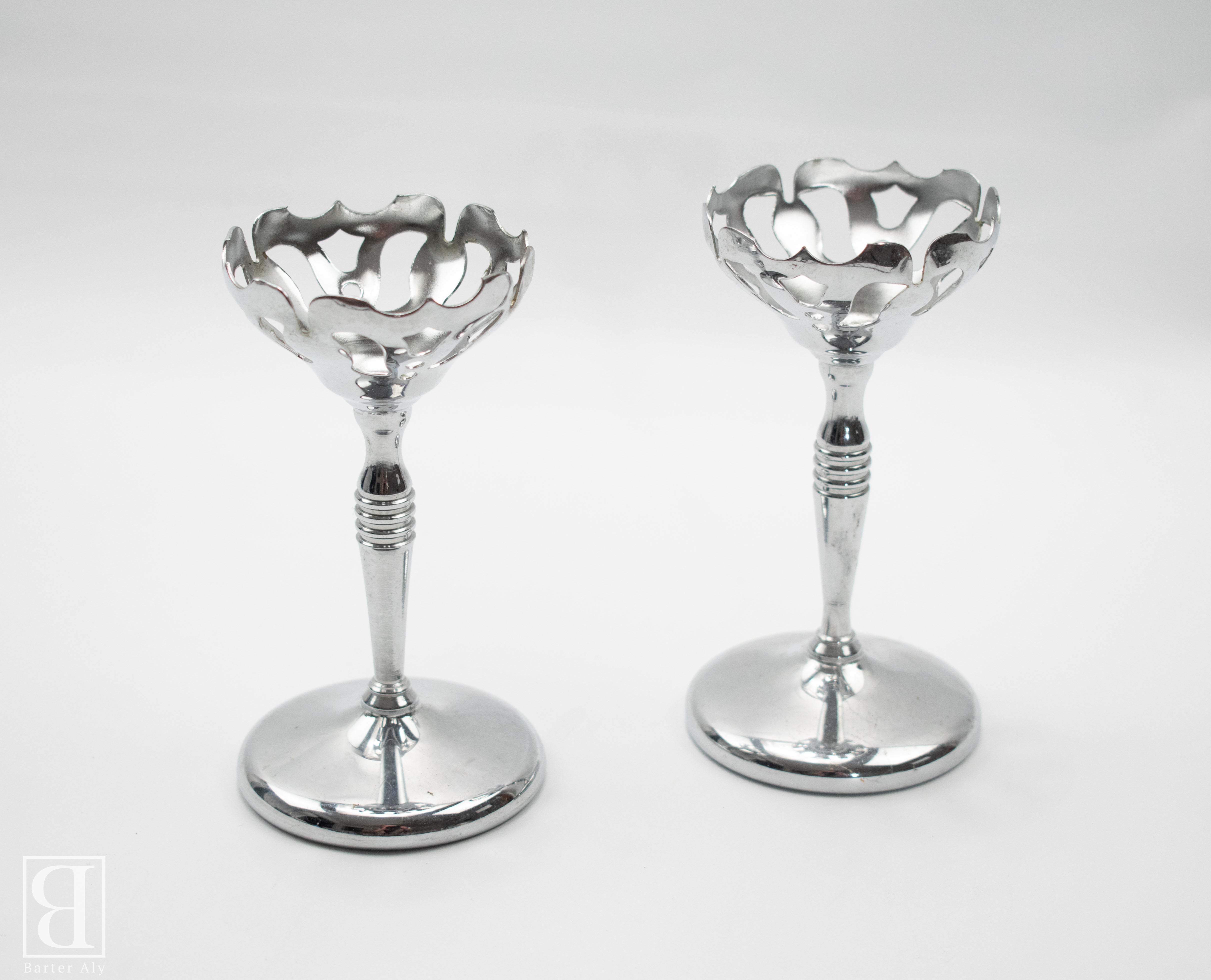 Silver Standing Candle Holder Set of 2 Used