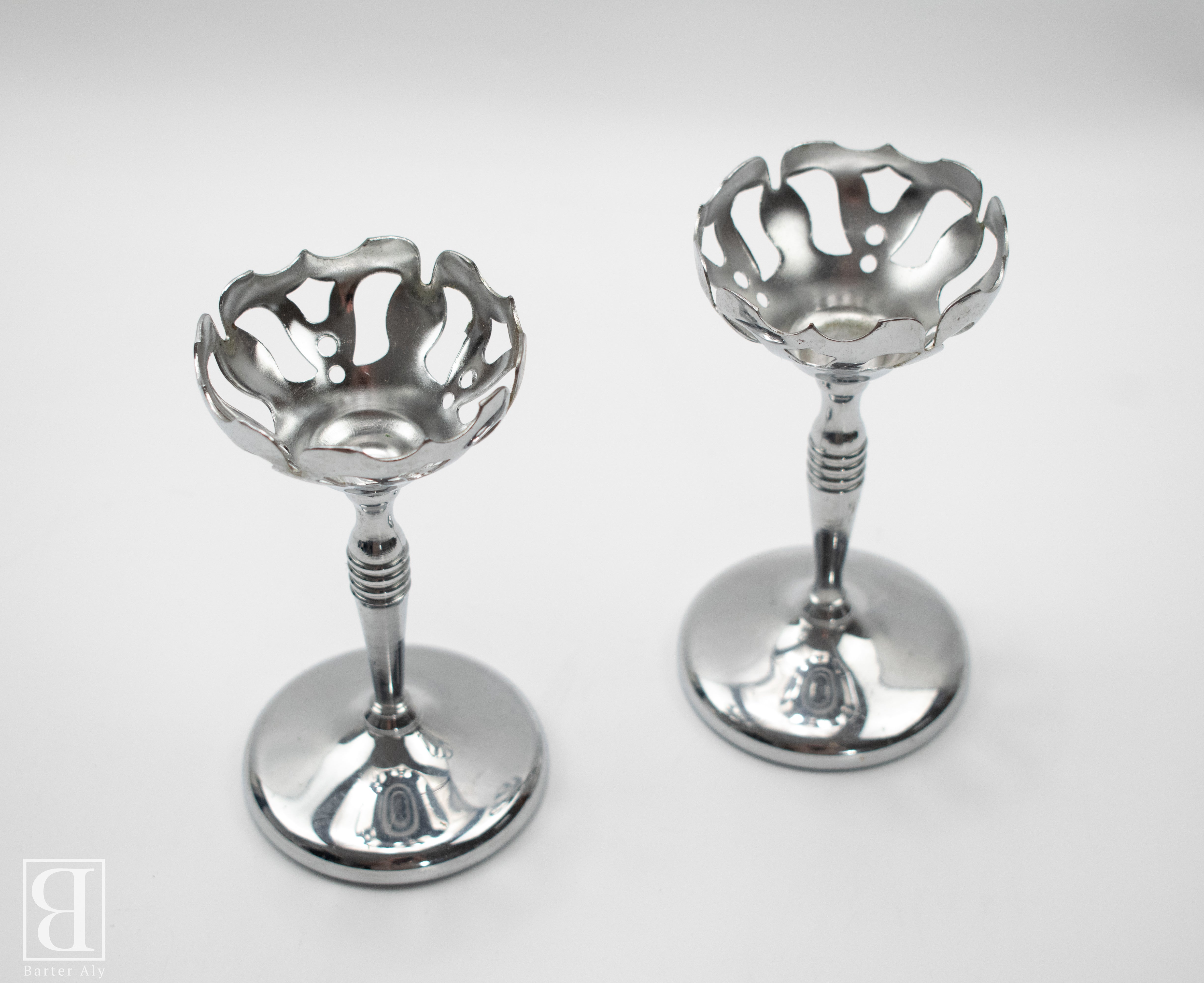 Silver Standing Candle Holder Set of 2 Used
