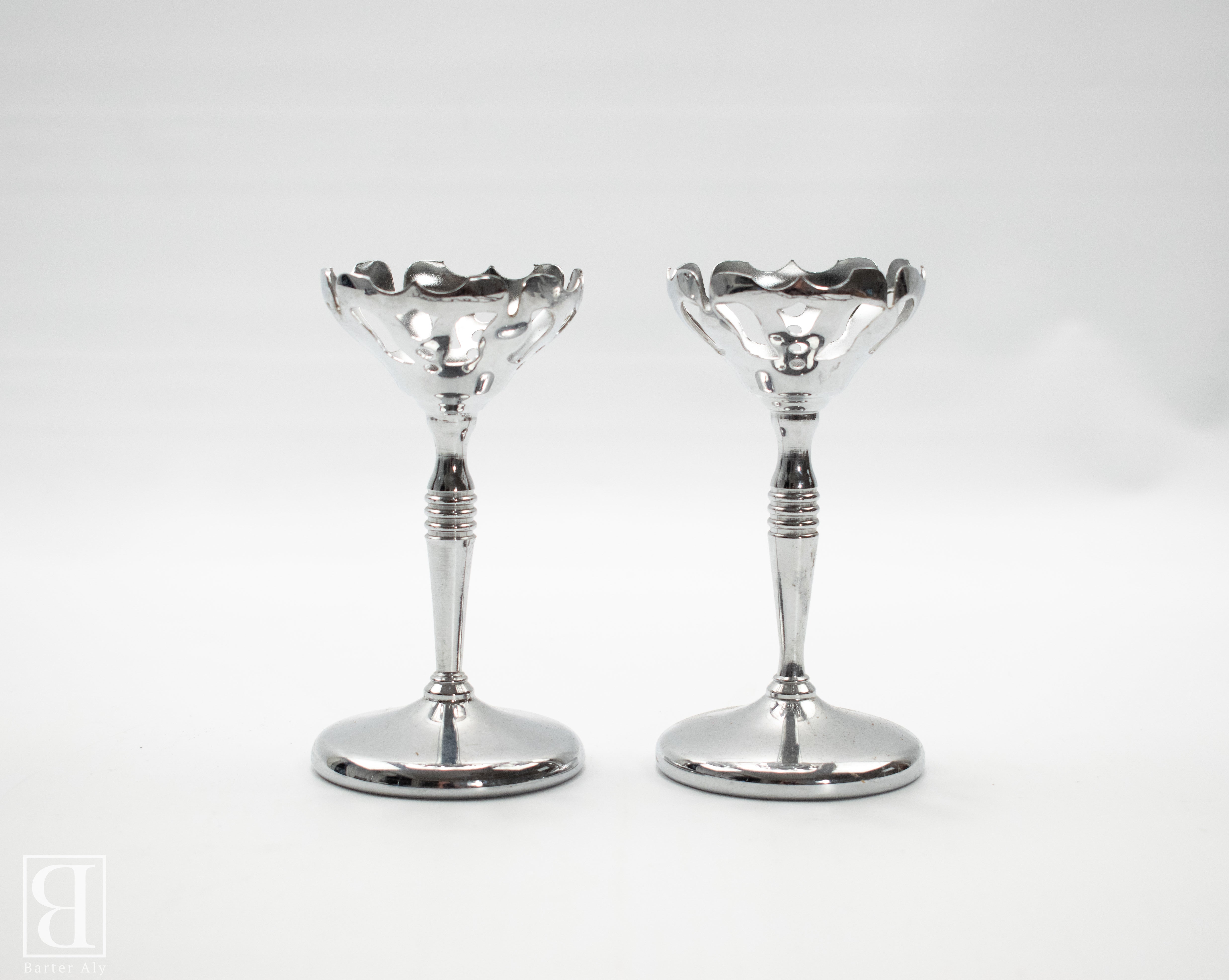 Silver Standing Candle Holder Set of 2 Used