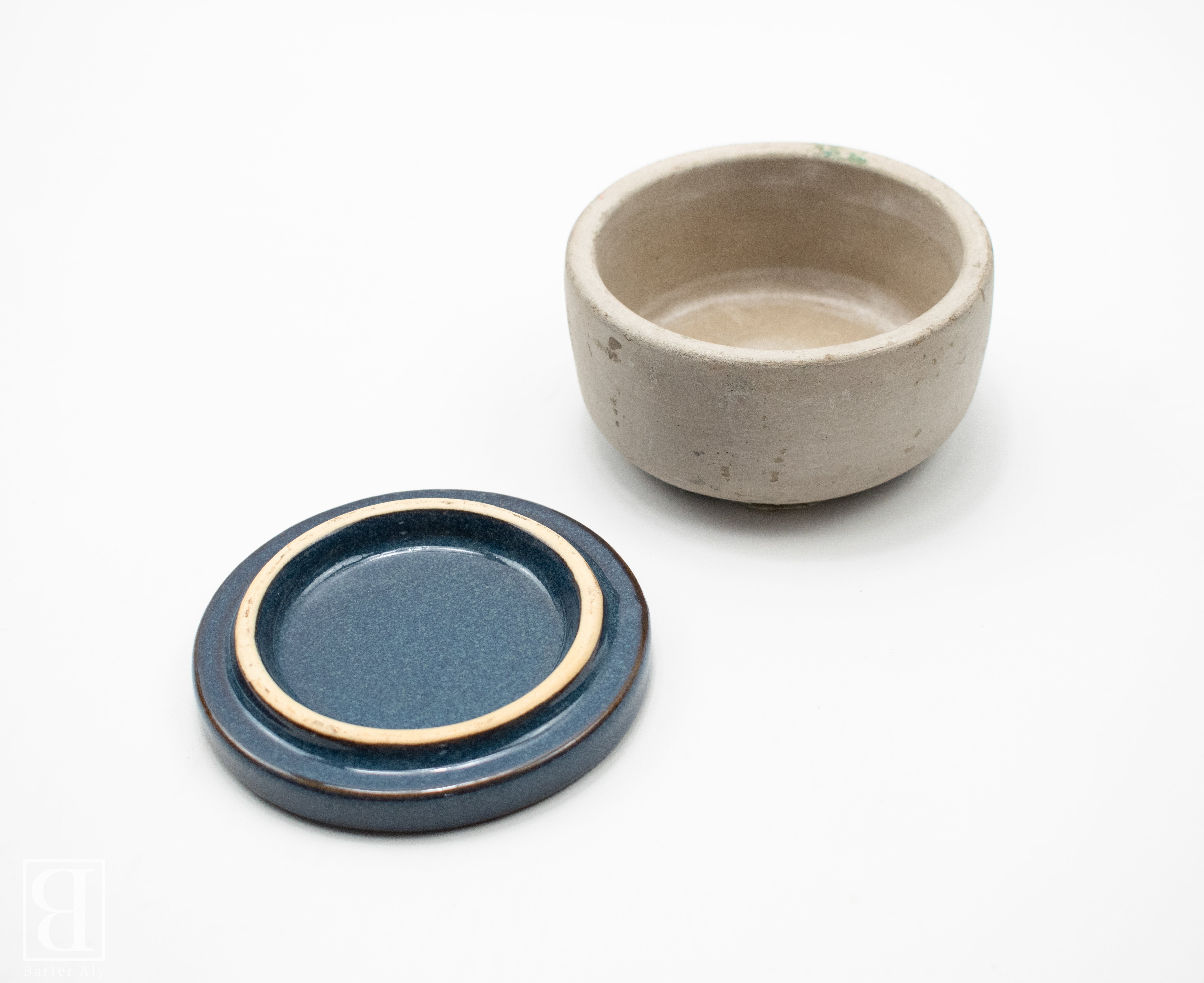 Candle Bowl and Lid Keep Safe Container Ceramic Blue Creative Co-Op Decorative