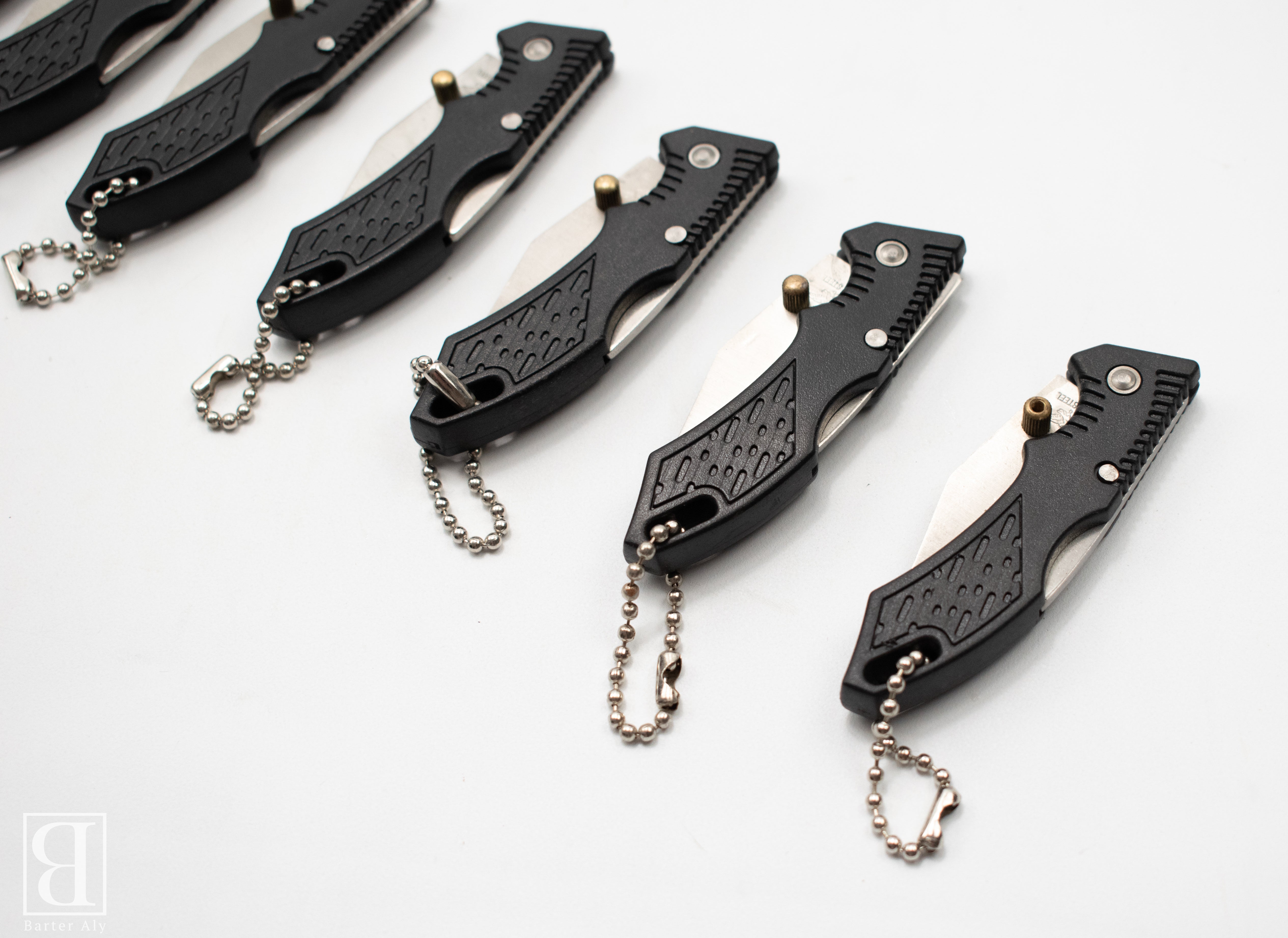 Knife Used Lot Pocket Knife Small Black Set of 9 1 1/2 Inch Blade 2 1/2 Handle