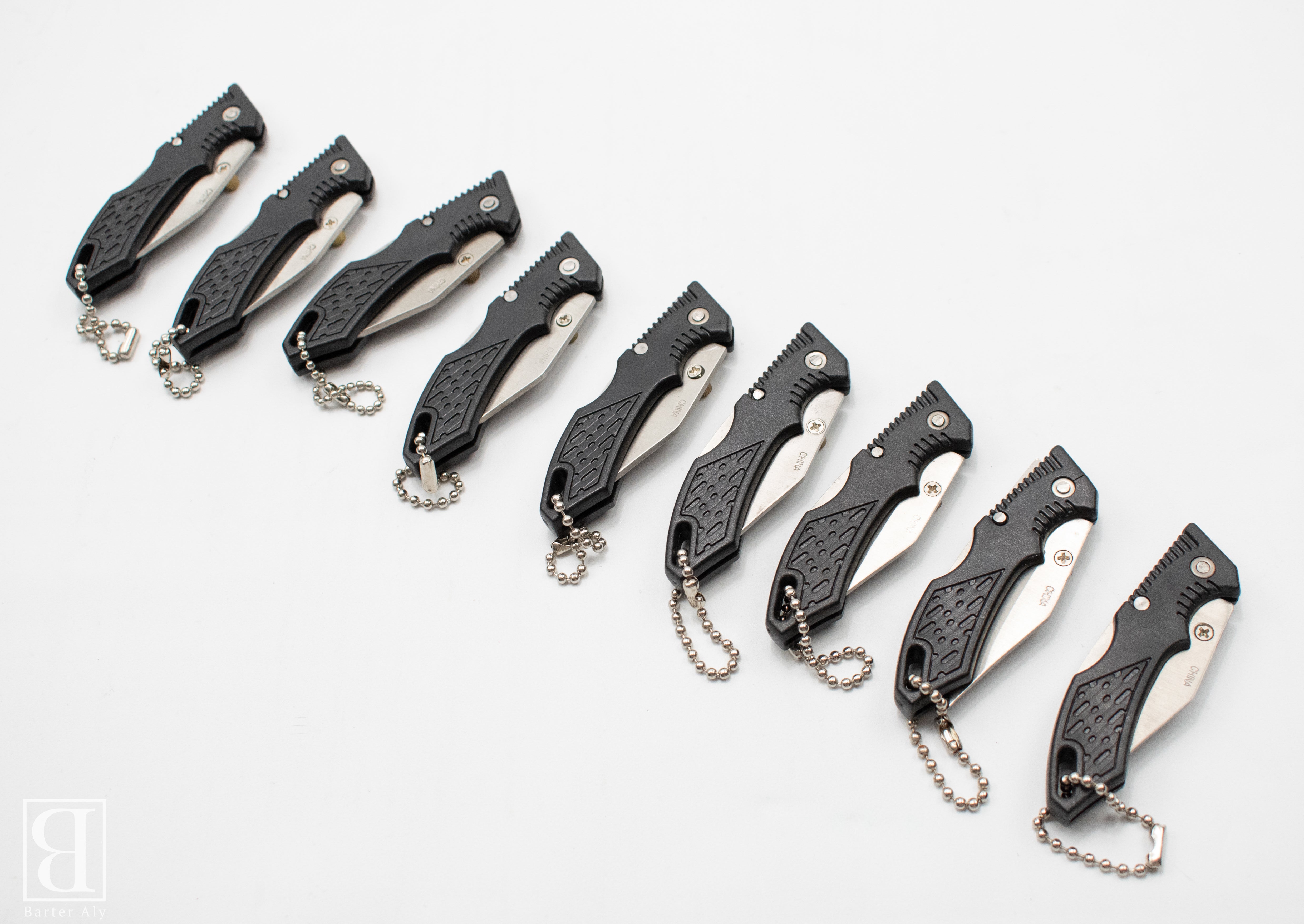 Knife Used Lot Pocket Knife Small Black Set of 9 1 1/2 Inch Blade 2 1/2 Handle