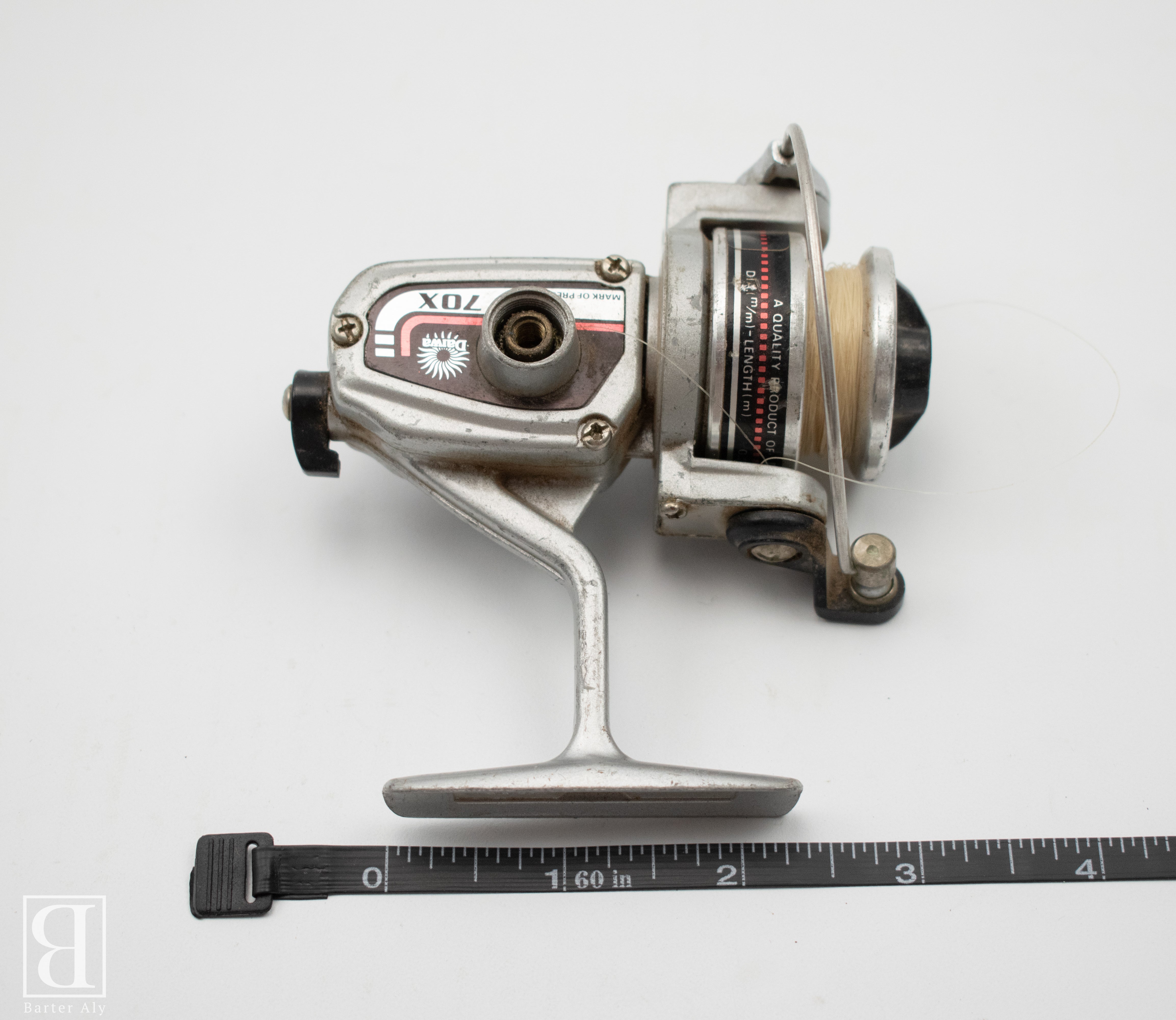 Fishing Reel Vintage Used 4inch Silver DAIWA 70X SPINNING REEL MADE IN Fishing Reel Vintage Used 4inch Silver DAIWA 70X SPINNING REEL MADE IN