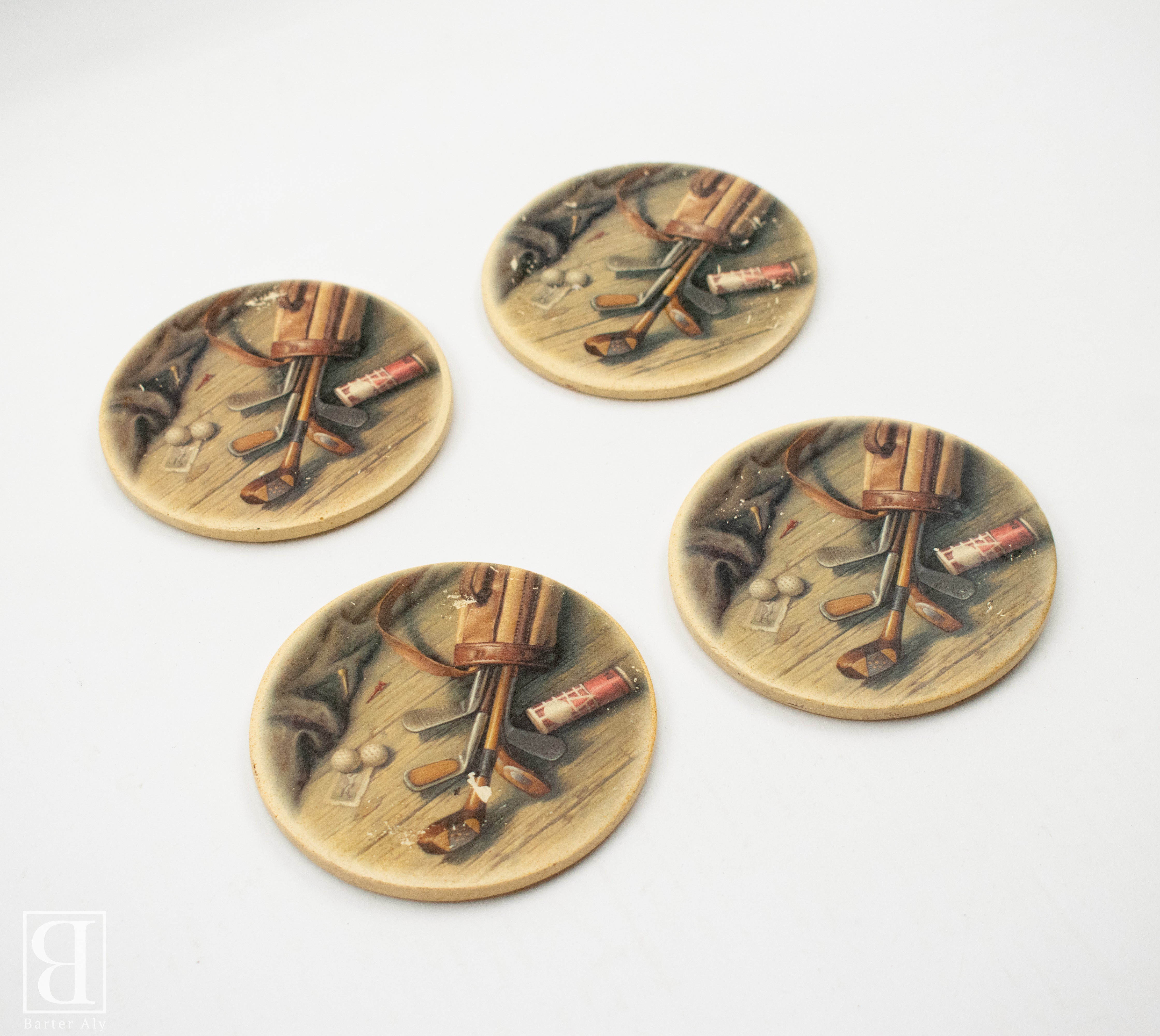 Golf Coaster Set of 4 Vintage Used